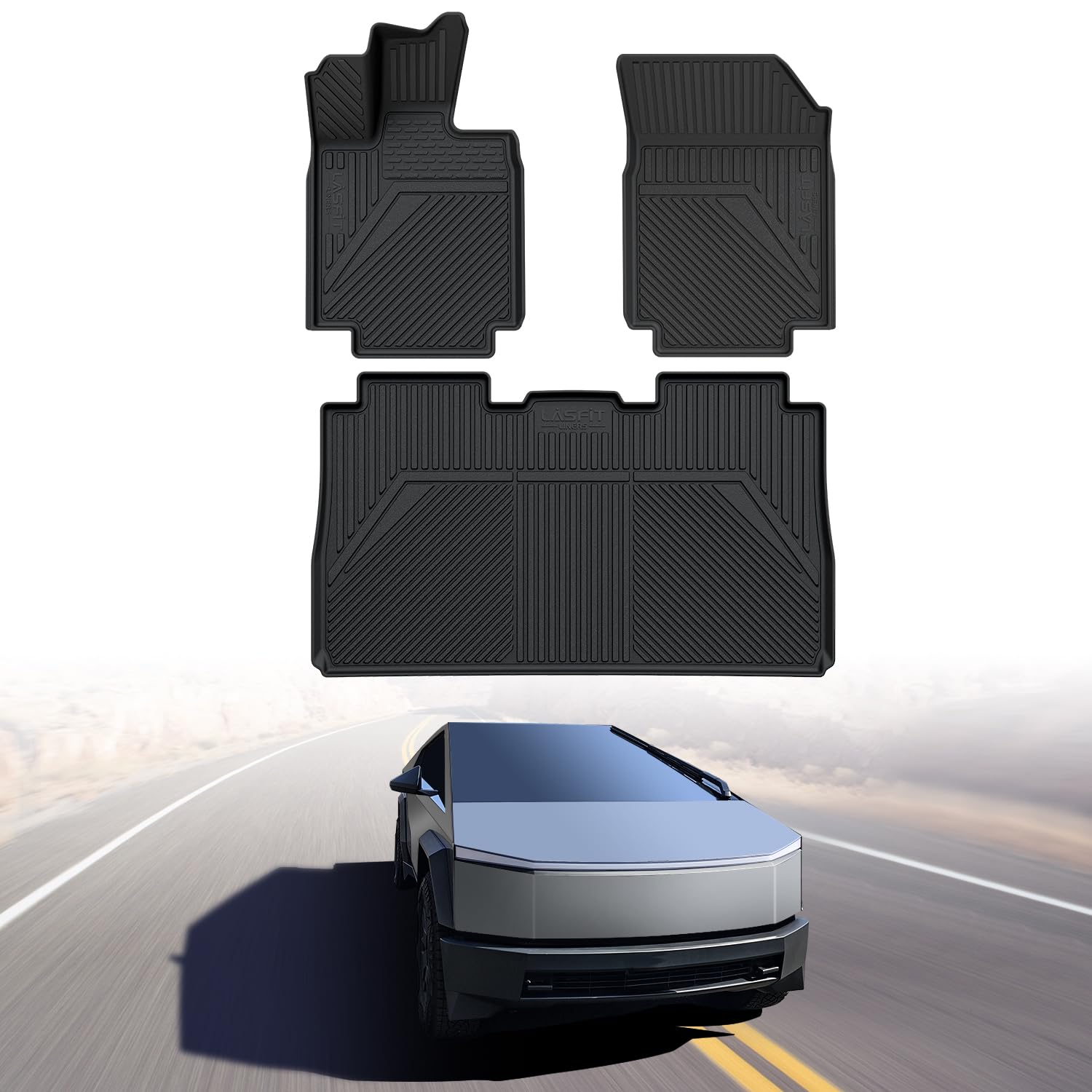 Lasfit Premium Extra Thick Floor Mats For Tesla Cybertruck 2023 2024 2025 All Weather Tpe Custom Fit Pickup Interior Accessories