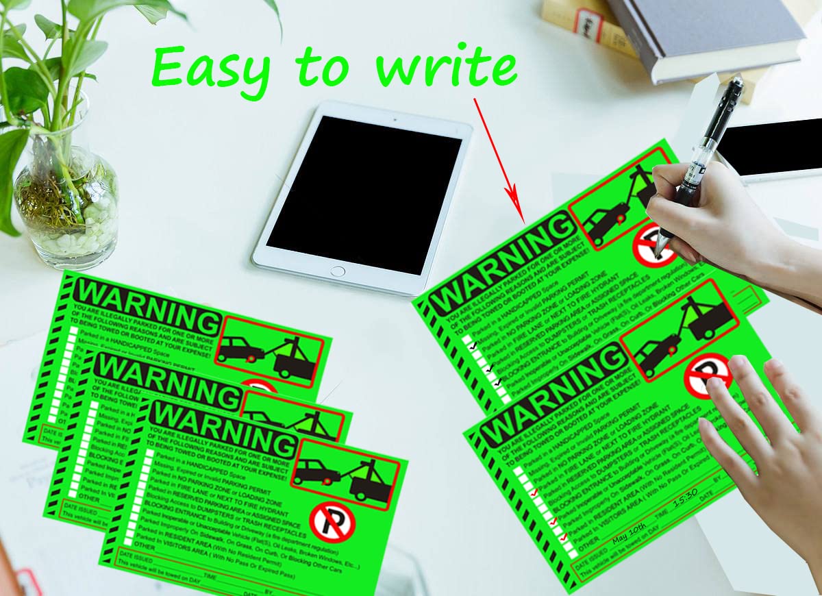 Parking Violation Sticker Tow Stickers For Car Vehicle 50 Pcs Private Parking Warning Stickers Adhesive Car Window Fluorescent L