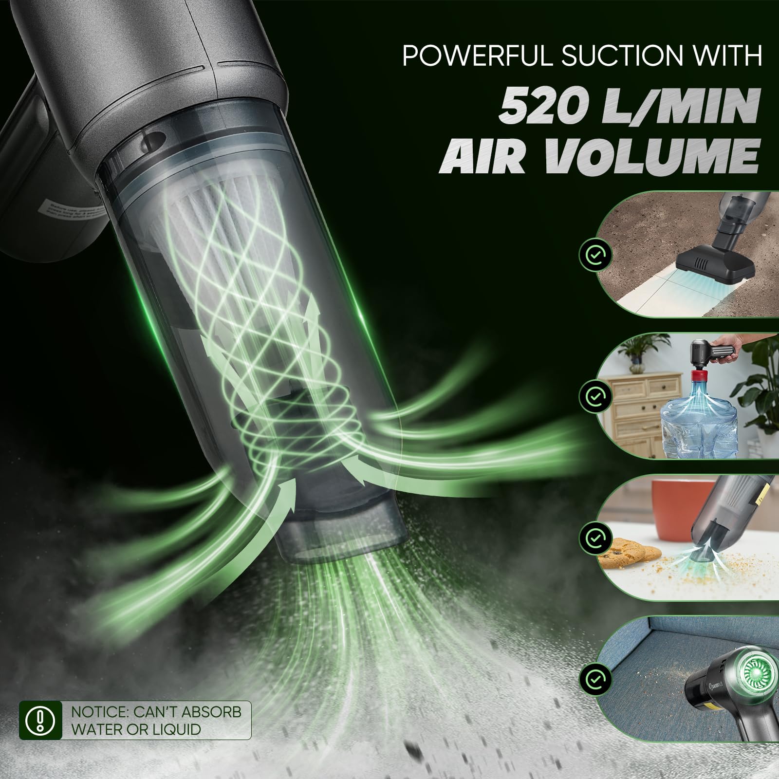 SakerPlus Car Vacuum Cleaner-Wireless Handheld Car Vacuums with Best Suction,Brushless Motor 12000PA High Power,3 in 1 Mini Port