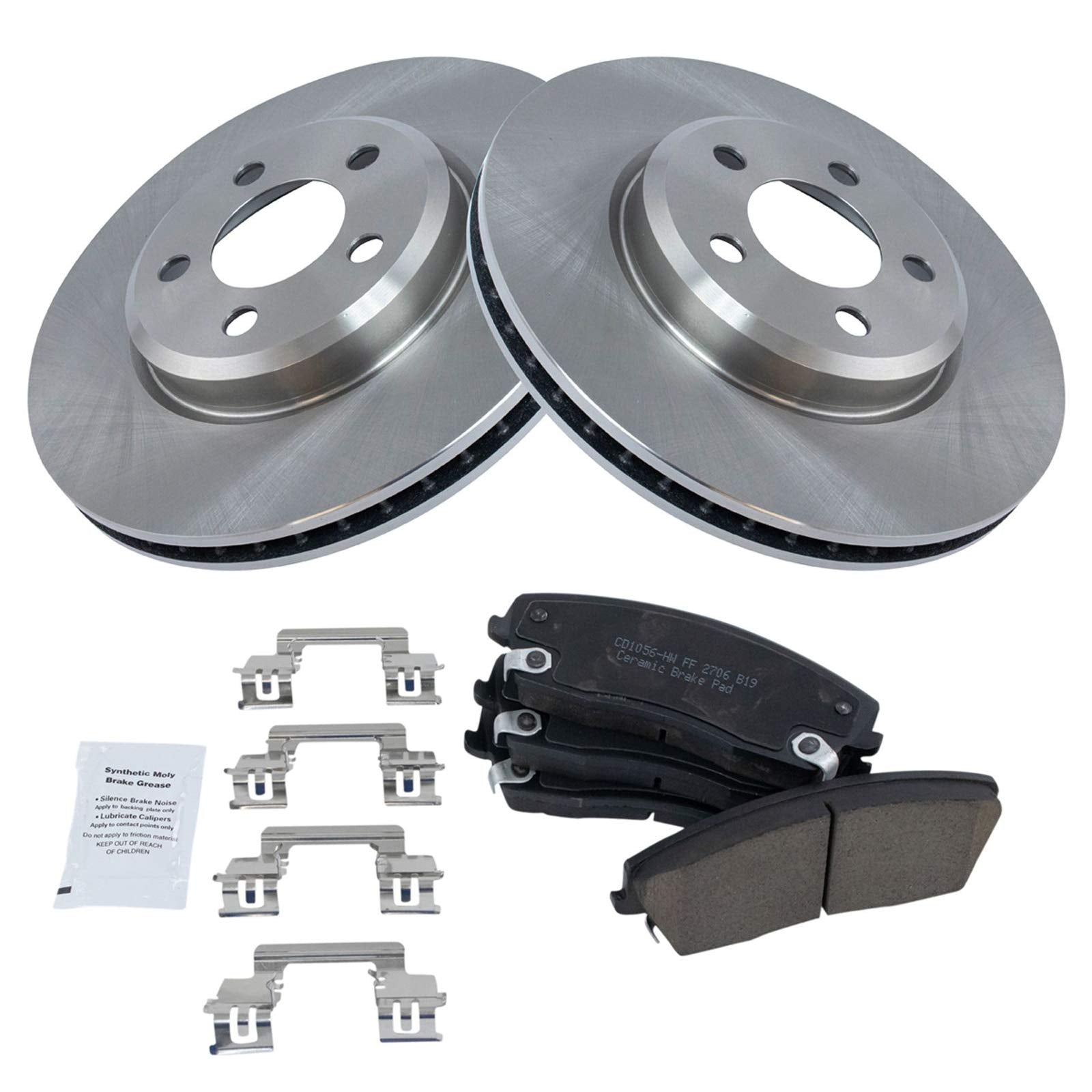 Trq Front Brake Pad & Rotor Kit Brake Pads Brake Rotor Ceramic Compatible With 2005-2020 Chrysler 300 2009-2020 Dodge Challenger
