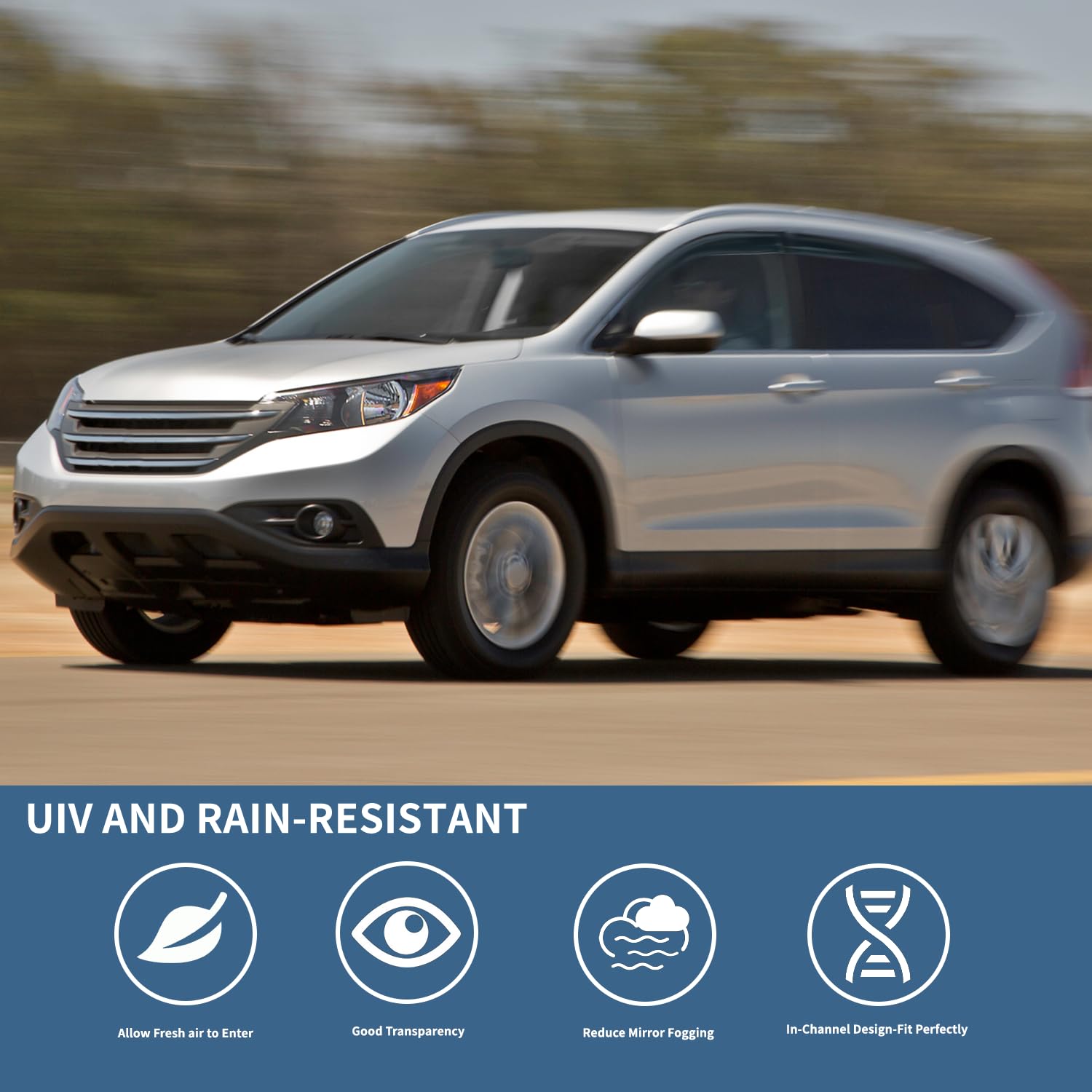 4PCS Rain Guards Window Visors Wind Deflector Fits for 2012-2016 Honda CR-V (CRV) SUV, Front & Rear Vent Visors, Outside Mount V