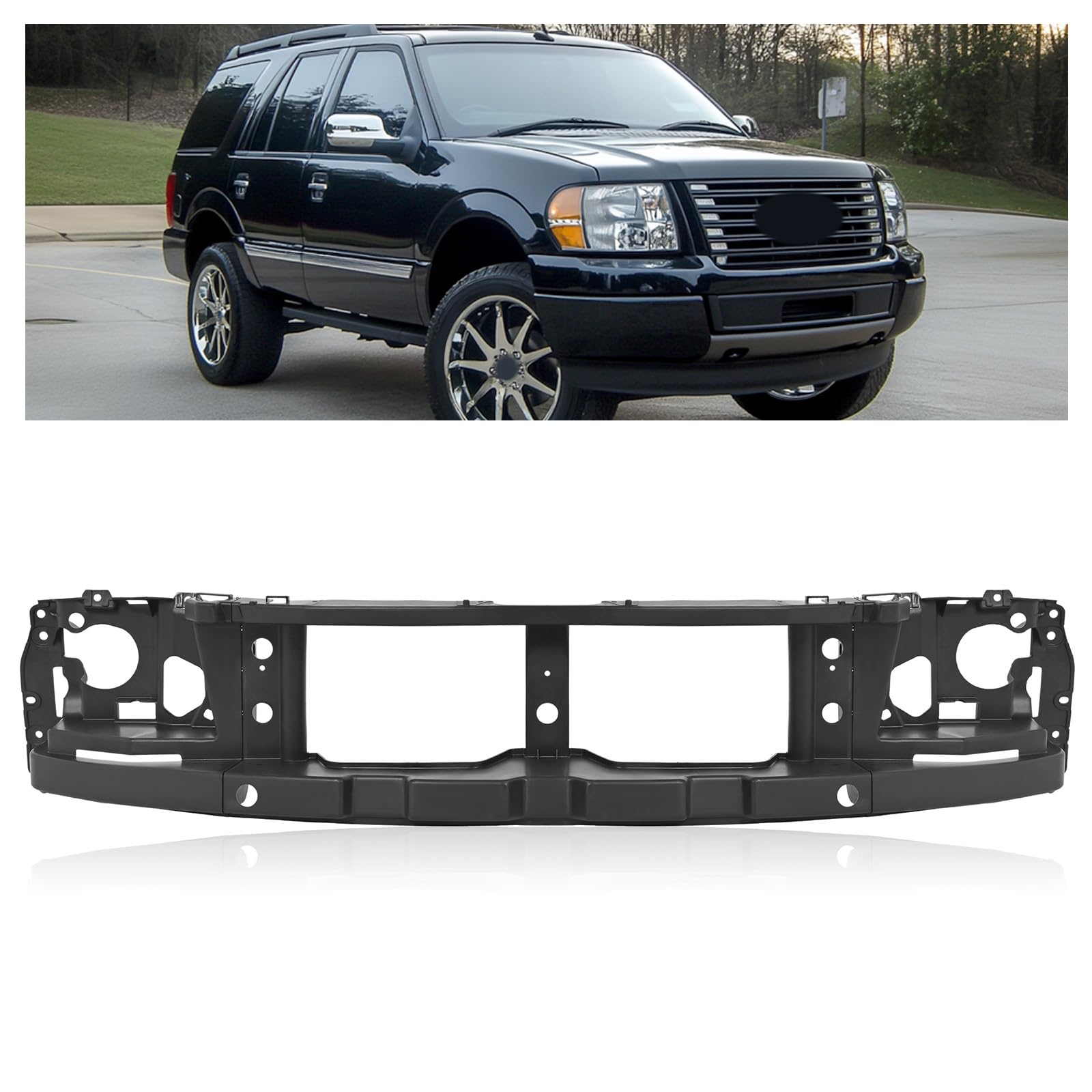 KUAFU Headlight Header Panel Compatible with 2003-2006 Ford Expedition Head Light Lamp Grille Grill Support Mounting Panel Plast