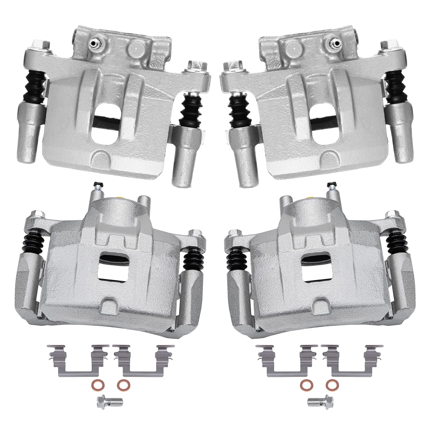 Detroit Axle - Front and Rear Brake Calipers with Bracket Kit Replacement for 2007-2017 Jeep Compass Patriot - 4pc Set