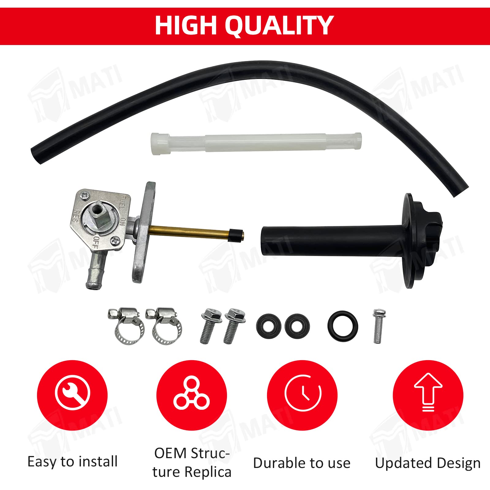 M MATI Fuel Cock Petcock with Lever Assy for Honda TRX250 TRX350 TRX400 TRX420 TRX450 TRX500 TRX650 16950-HM8-003, Gas Valve Swi