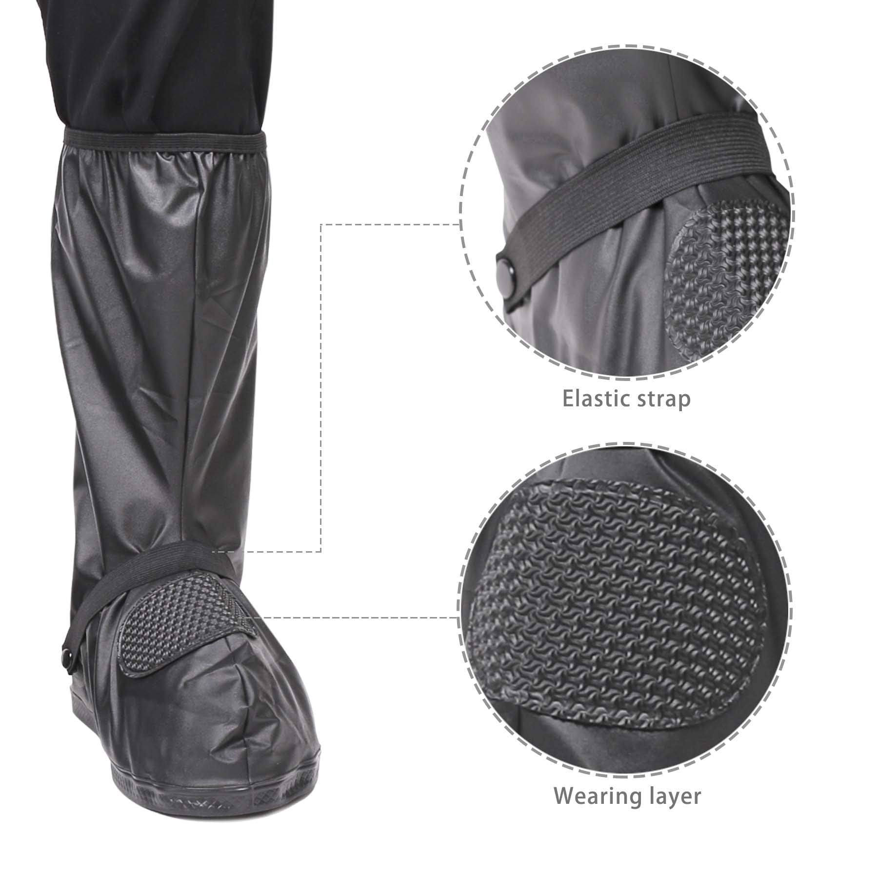 Djzssxlw Rain Snow Waterproof Shoe Covers Motorcycle Boots Women Men Black (Xl)