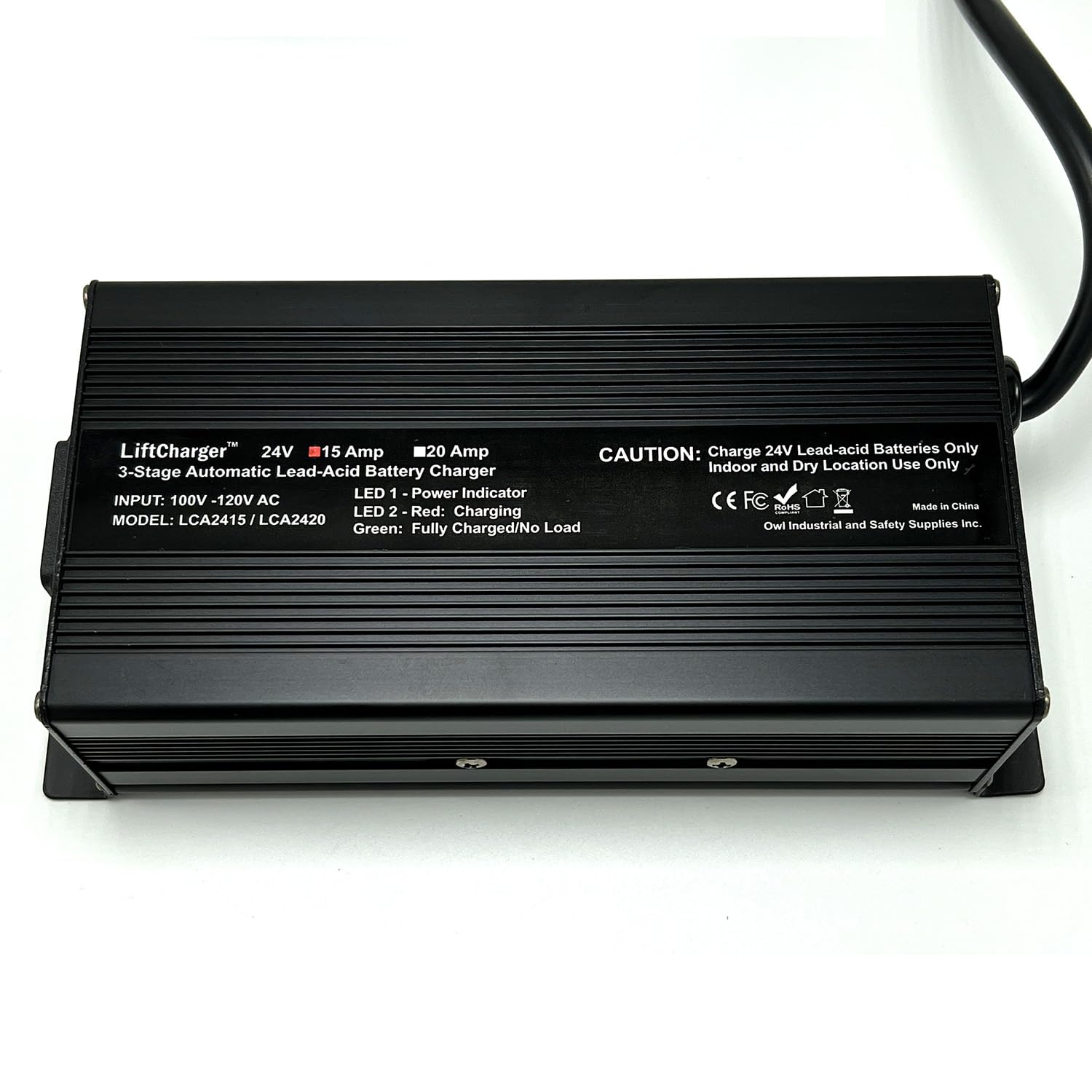 24 Volt 15 Amp Battery Charger for 24V Floor Scrubber Sweepers - Tennant T2,T3, T5, T7, T300, 1610; Clarke Focus II, Encore S20;