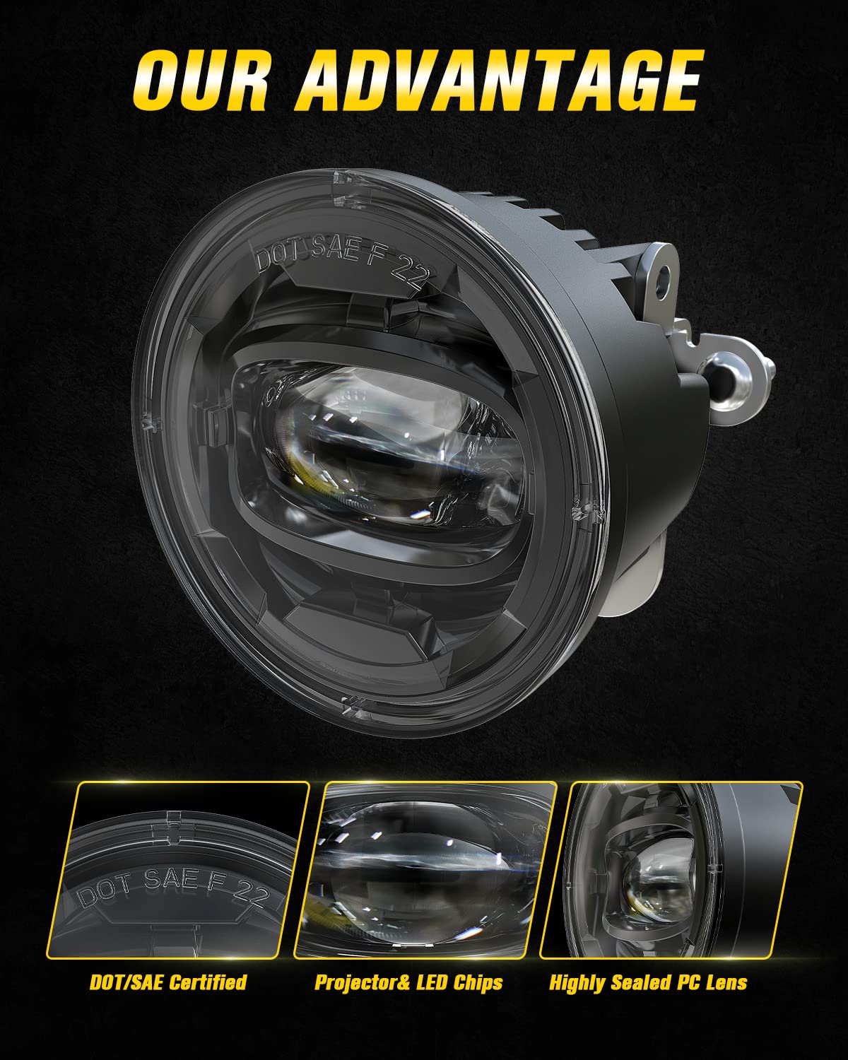 4X4Flstc Led Fog Lights Assembly Replacement Compatible With 2001-2006 Chevy Tahoe Z71 And Suburban Z71 1500, 1994-2003 Pontiac