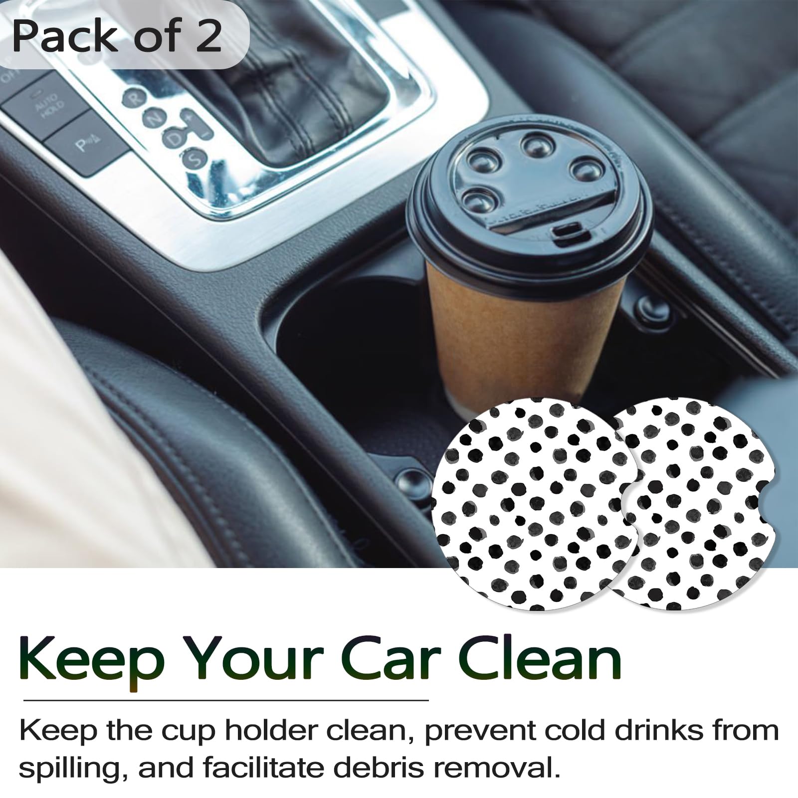 FJyuanqi Car Coasters for Cup Holders, 2 Pack Anti Slip Universal Rubber Cup Coaster for Women & Men, Car Interior Accessories -