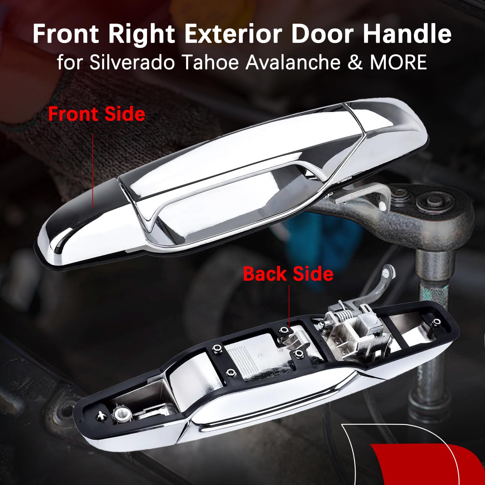 Faersi Exterior Door Handle Chrome Front Right Passenger Side Door Handle Replacements For 2007 2008 2009 2010 2011 2012 2013 Silverado Tahoe Avalanche Suburban Gmc Sierra Yukon Xl Cadillac Escalade