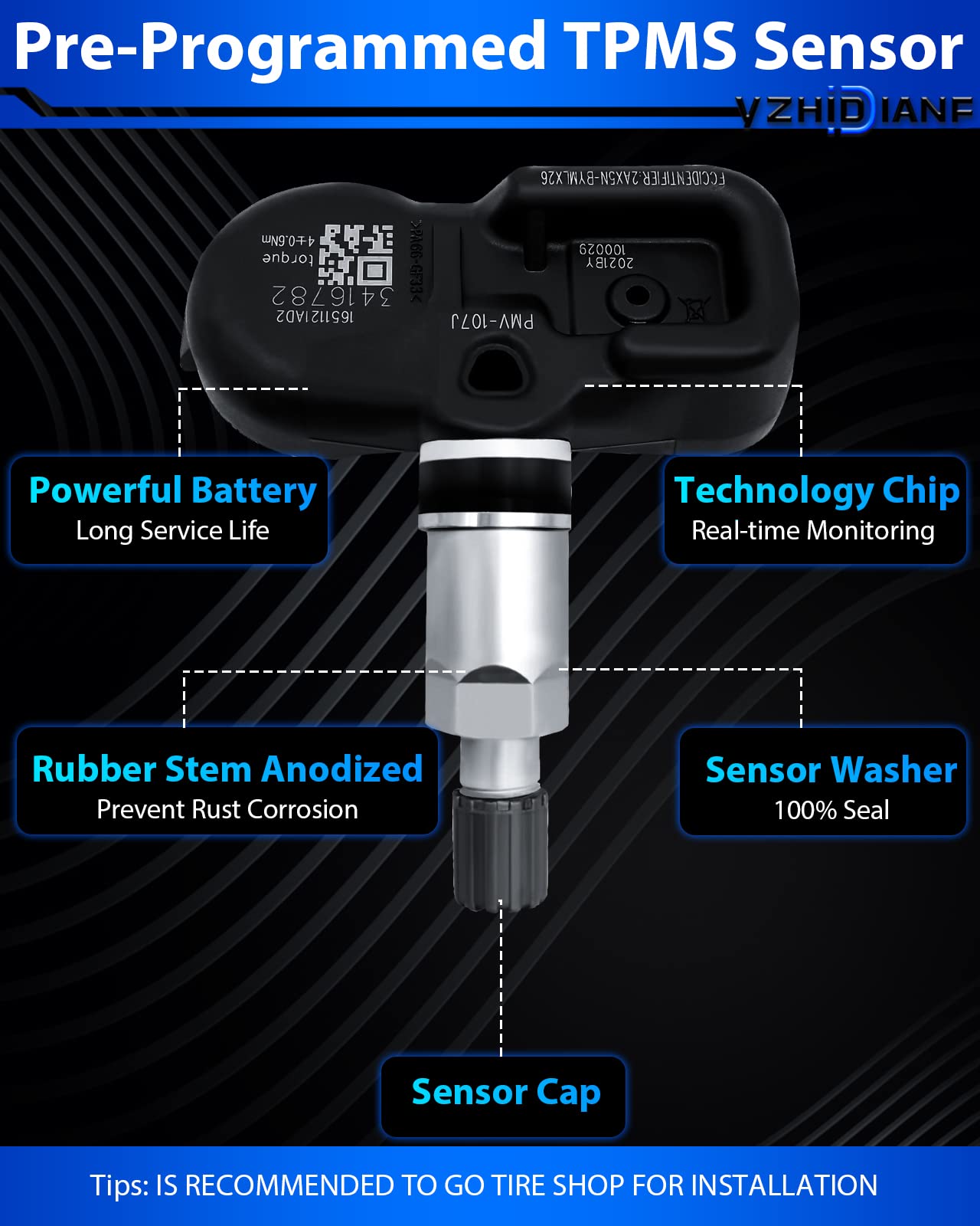 YZHIDIANF Pre-Programed TPMS Sensor for:-Toyota 2005-2015 Tacoma Camry 4Runner for:-RAV4 for:-Lexus IS250 2006-2015 RX350 for:-S
