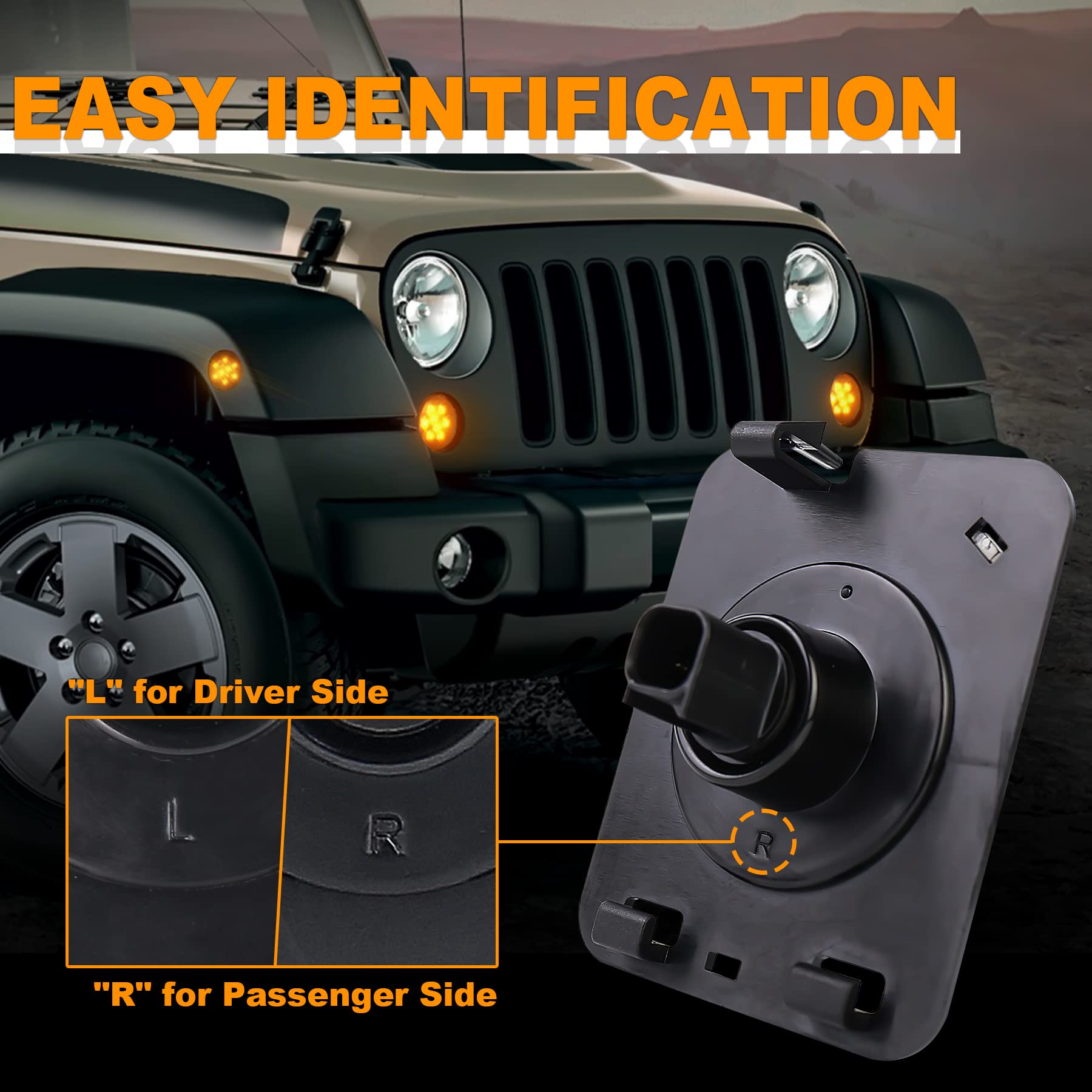 Pxpart Smoke Lens Led Side Marker Front Fender Amber Turn Signal Parking Lights For Jeep Wrangler 2007-2017