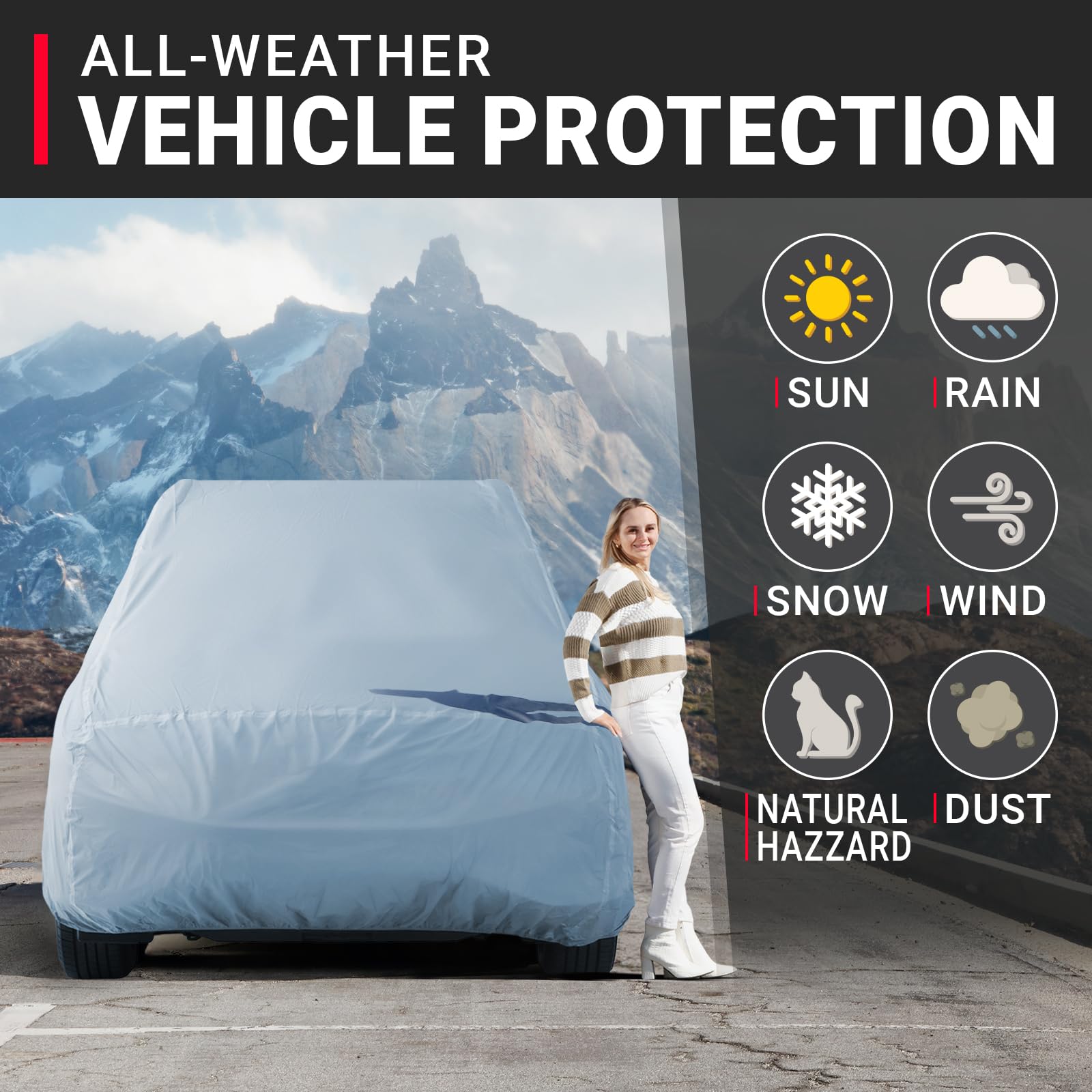 iCarCover 30-Layer Premium SUV Car Cover Waterproof All Weather | Rain Snow UV Sun Protection Full Car Covers | Venue, Kia Soul,