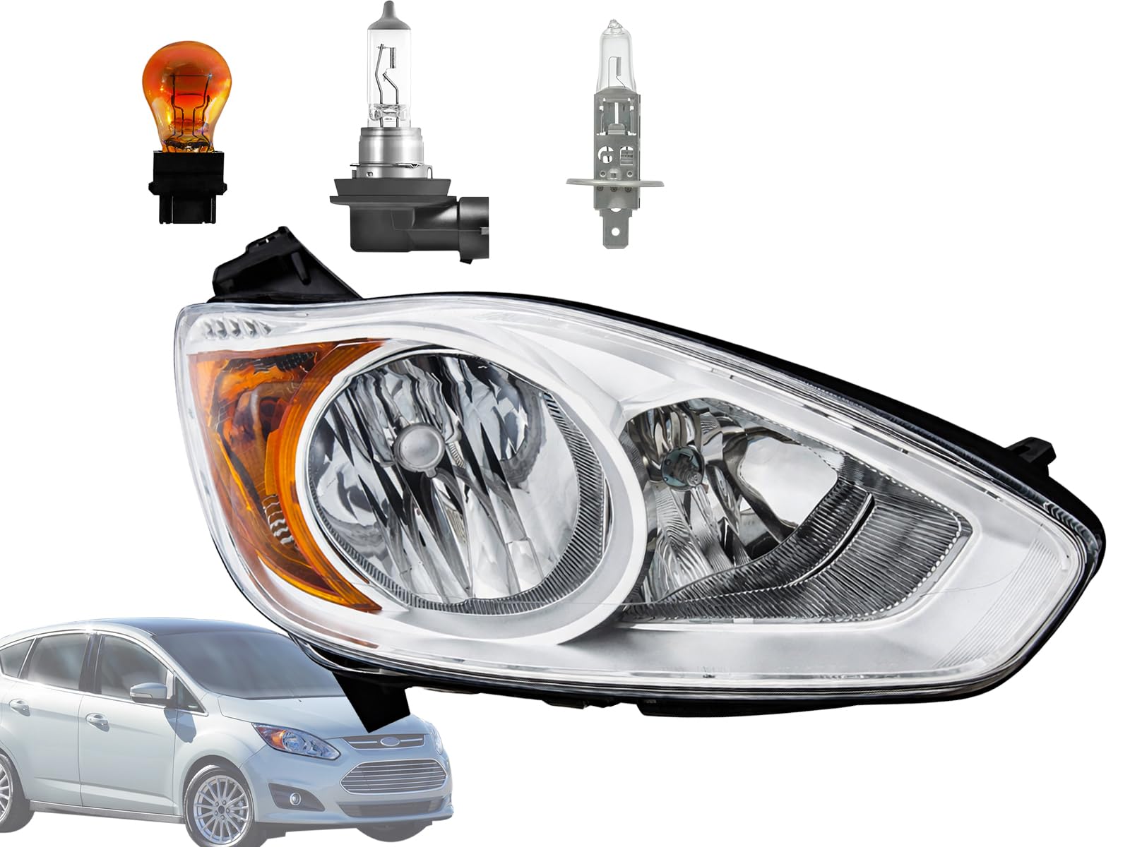 Auto Parts Avenue APA Replacement Head Light for 2013 2014 2015 2016 C-Max Energi Passenger Right Side with Bulb DM5Z13008C FO25