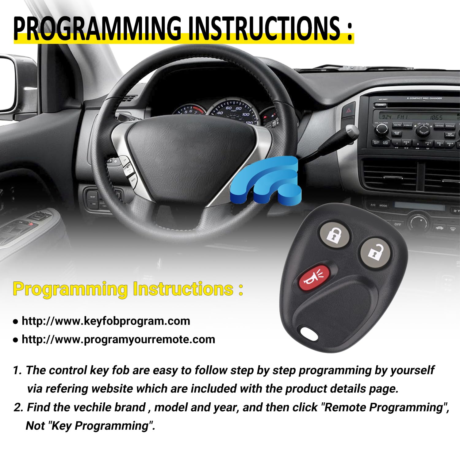 Vurkcy Key Fob Replacement for 2003-2006 Chevy Silverado Suburban Avalanche Tahoe SSR Equinox/ 03-06 Gmc Sierra Yukon XL/ 03-06