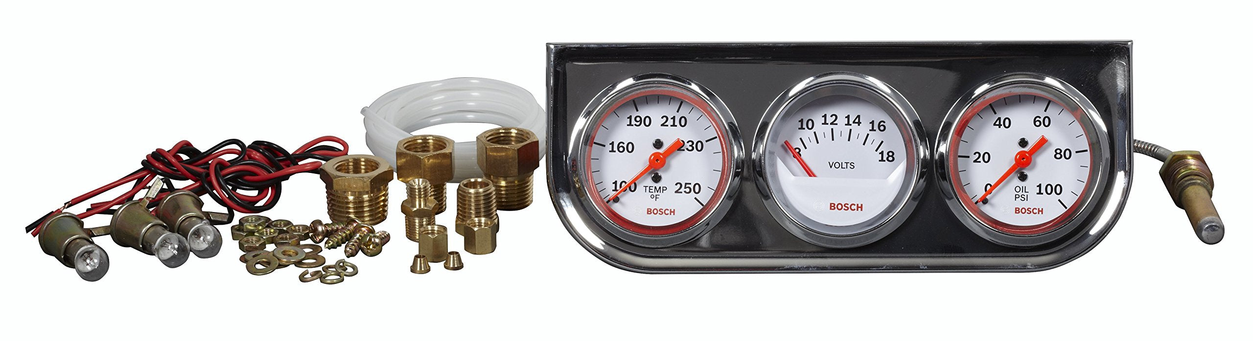Bosch Sp0F000046 Style Line 2'' Triple Gauge Kit (White Dial Face, Chrome Bezel)
