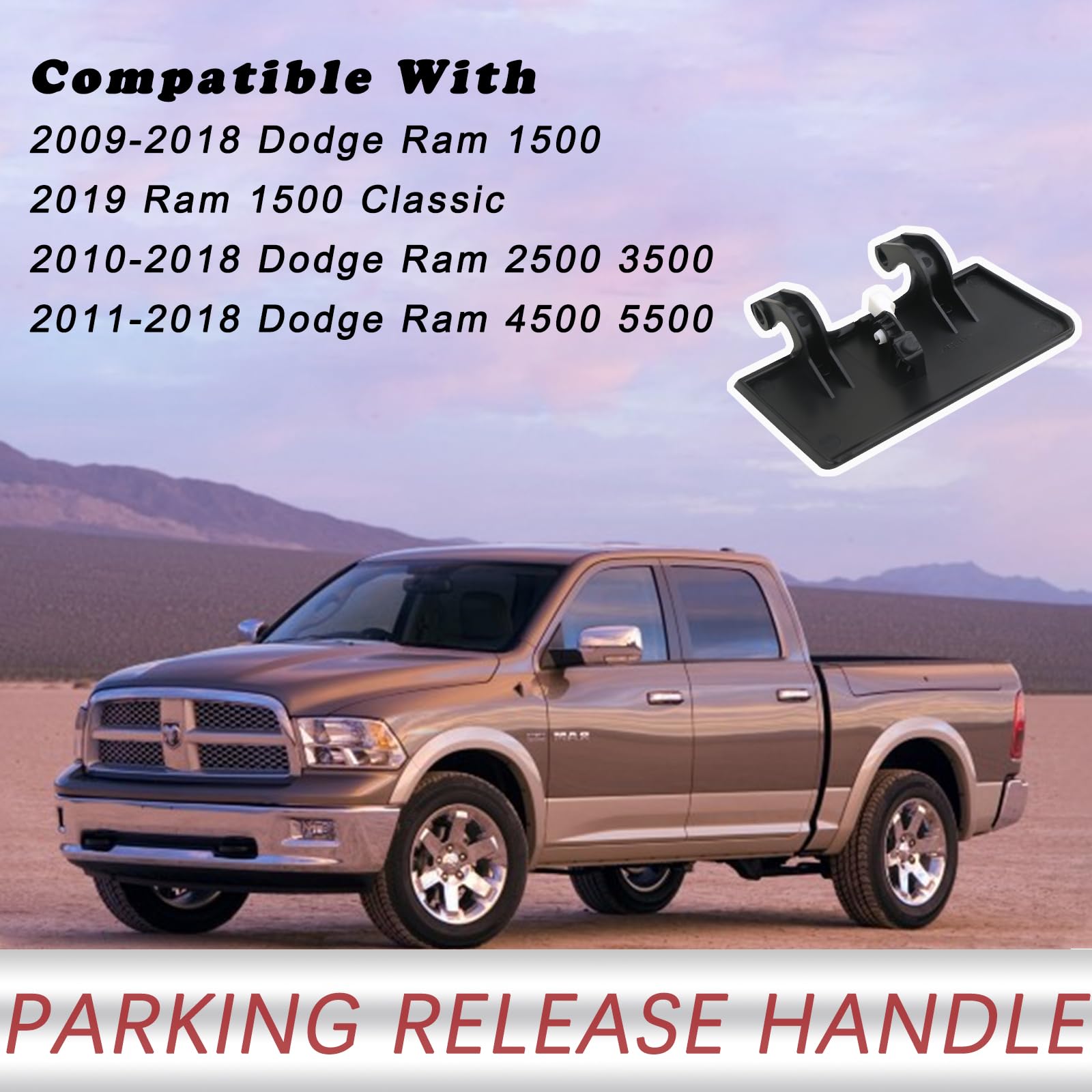 Tqponly 74401 Parking Brake Release Handle (Black) Compatible With Dodge Ram 1500 2500 3500 4500 5500 Truck