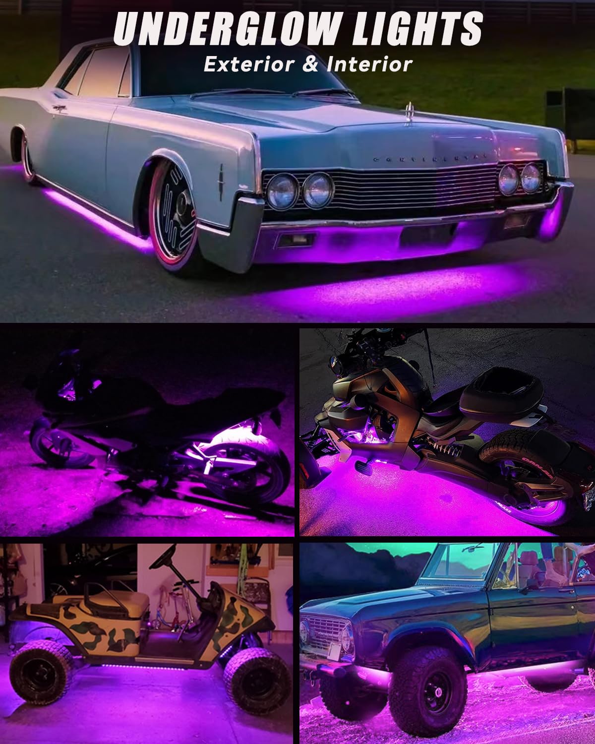 12V Led Light Strip 12.75Inch Waterproof Led Light Strips For Cars Motorcycles Golf Cart Interior & Exterior Marine Boat Pink Le