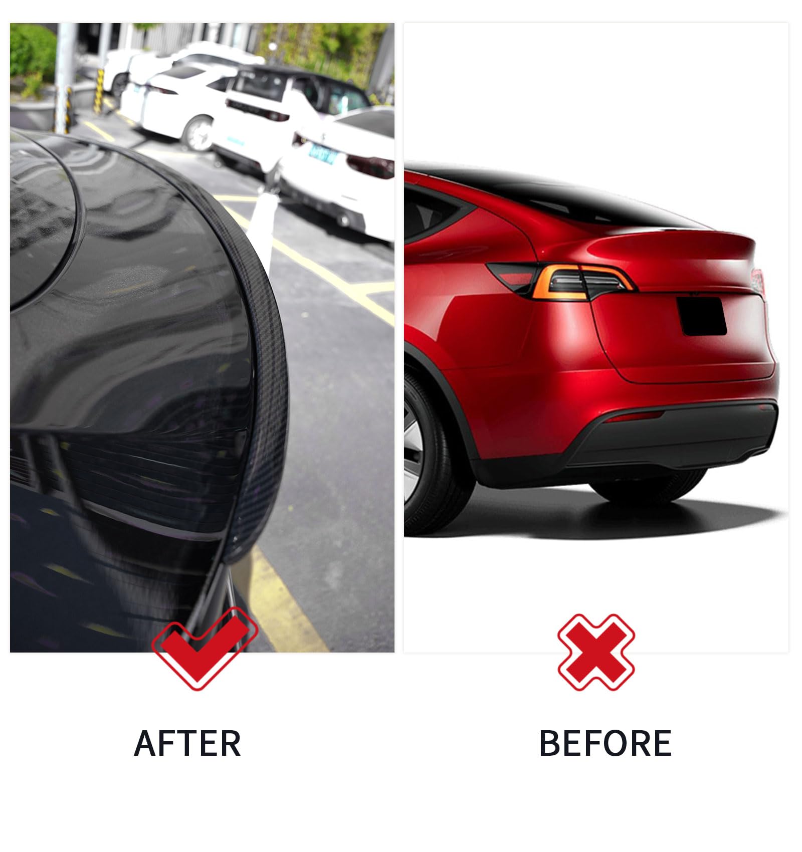 BDBO Spoiler Wing Rear Spoiler Compatible with Tesla Model y 2020-2024 Trunk Tail Rear Trunk Lid,Carbon Fiber Style Performance,