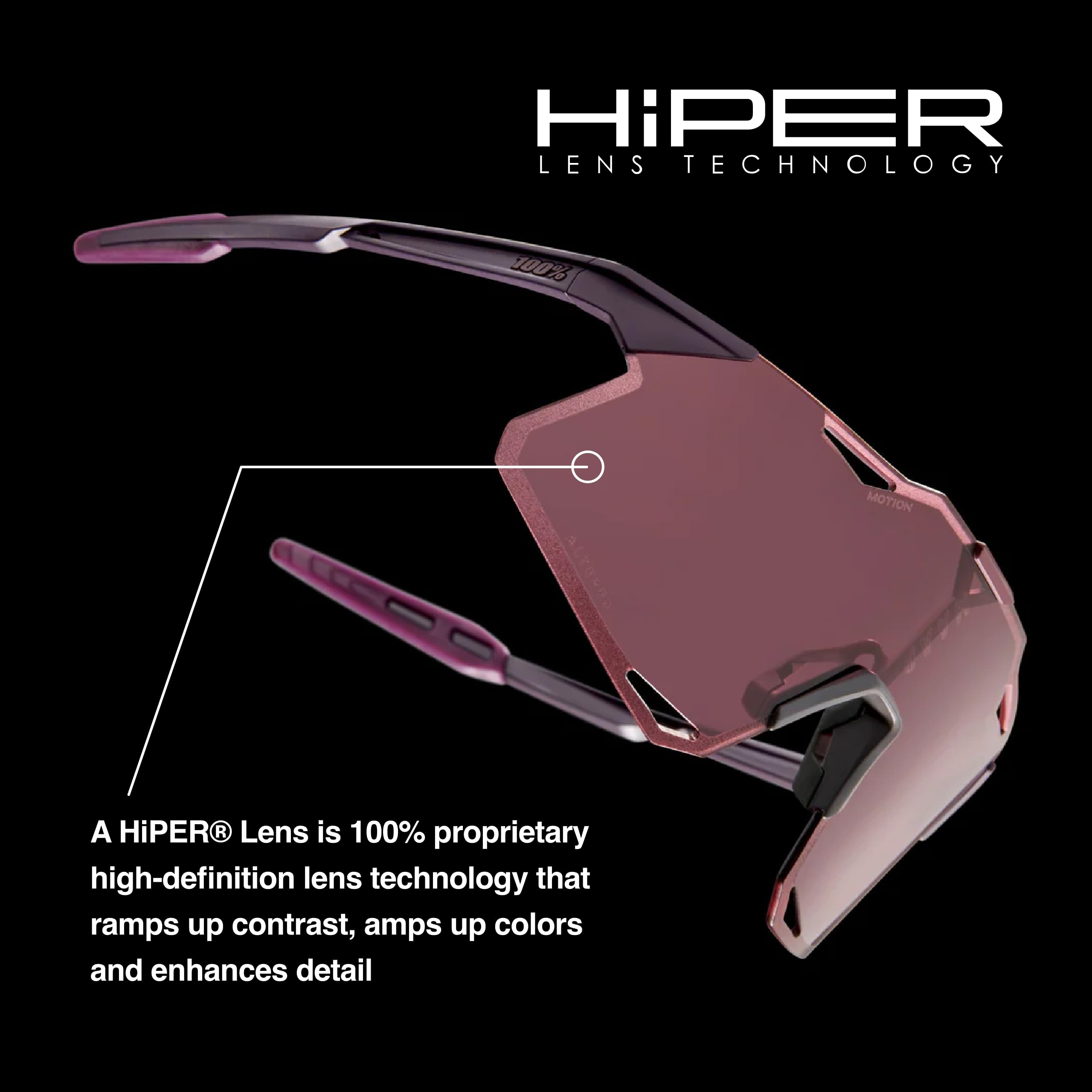 100% Hypercraft Sport Performance Frameless Sunglasses (Matte Black - Soft Gold Mirror Lens)