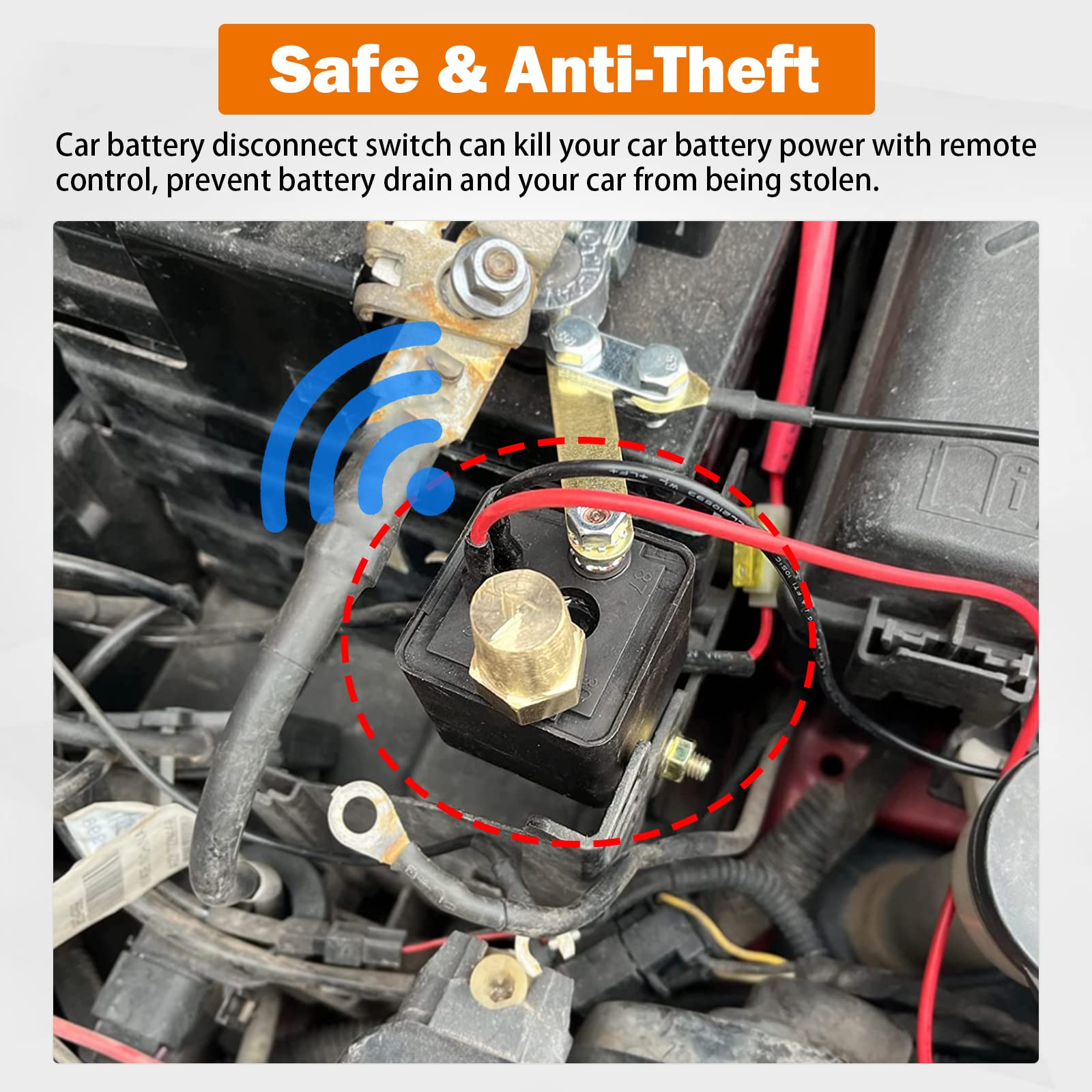 Remote Battery Disconnect Switch Upgraded Kill Switch For Car Truck Dc12V 200A Remote Control Anti-Theft Prevent Battery Drain Isolator (Black Negative Wire At The Bottom)(360A Starting Current)