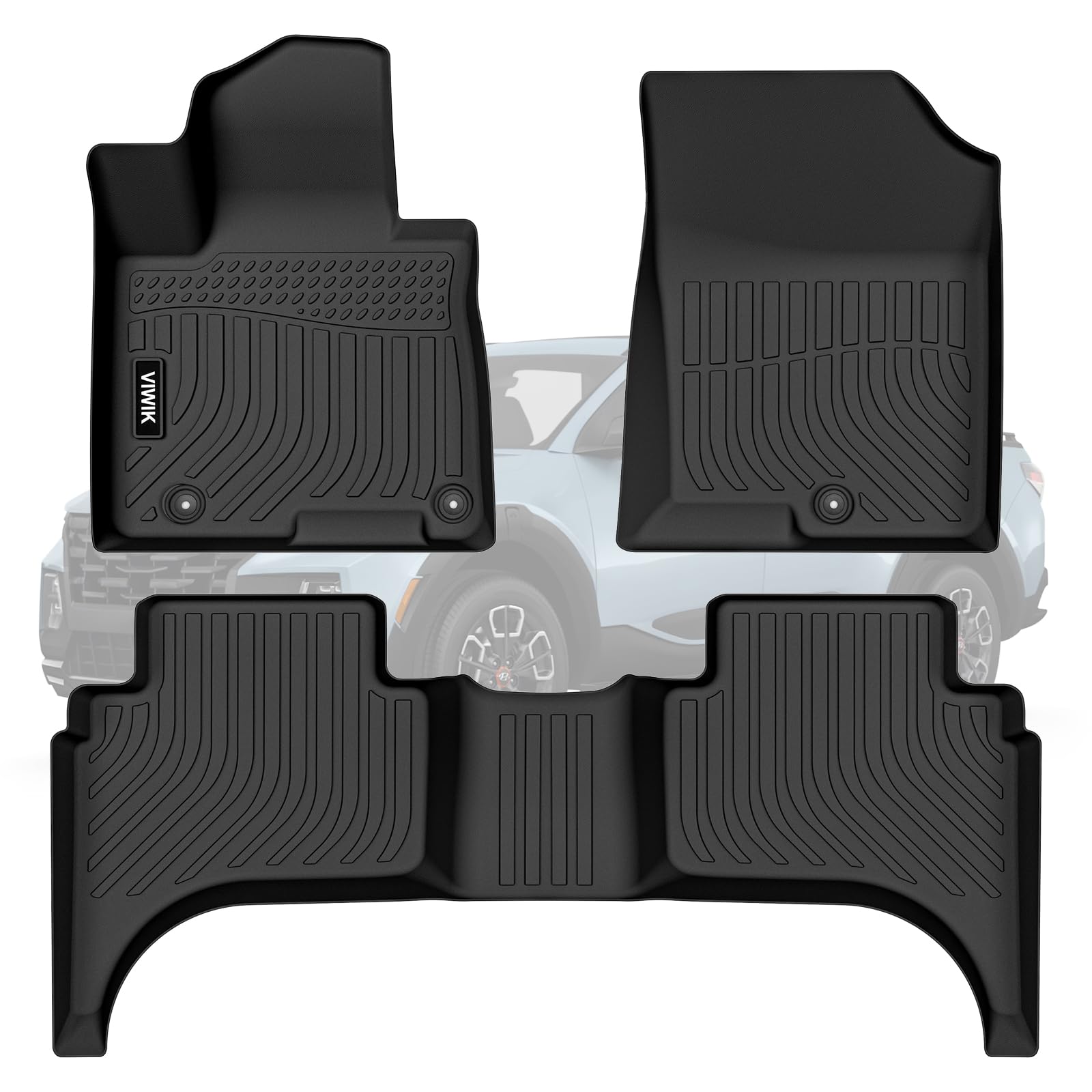 Viwik Floor Mats For Hyundai Santa Cruz 2024-2022, Anti Slip 3D Floor Liners, Tpe Waterproof Car Mats, Custom Fit All Weather Pr