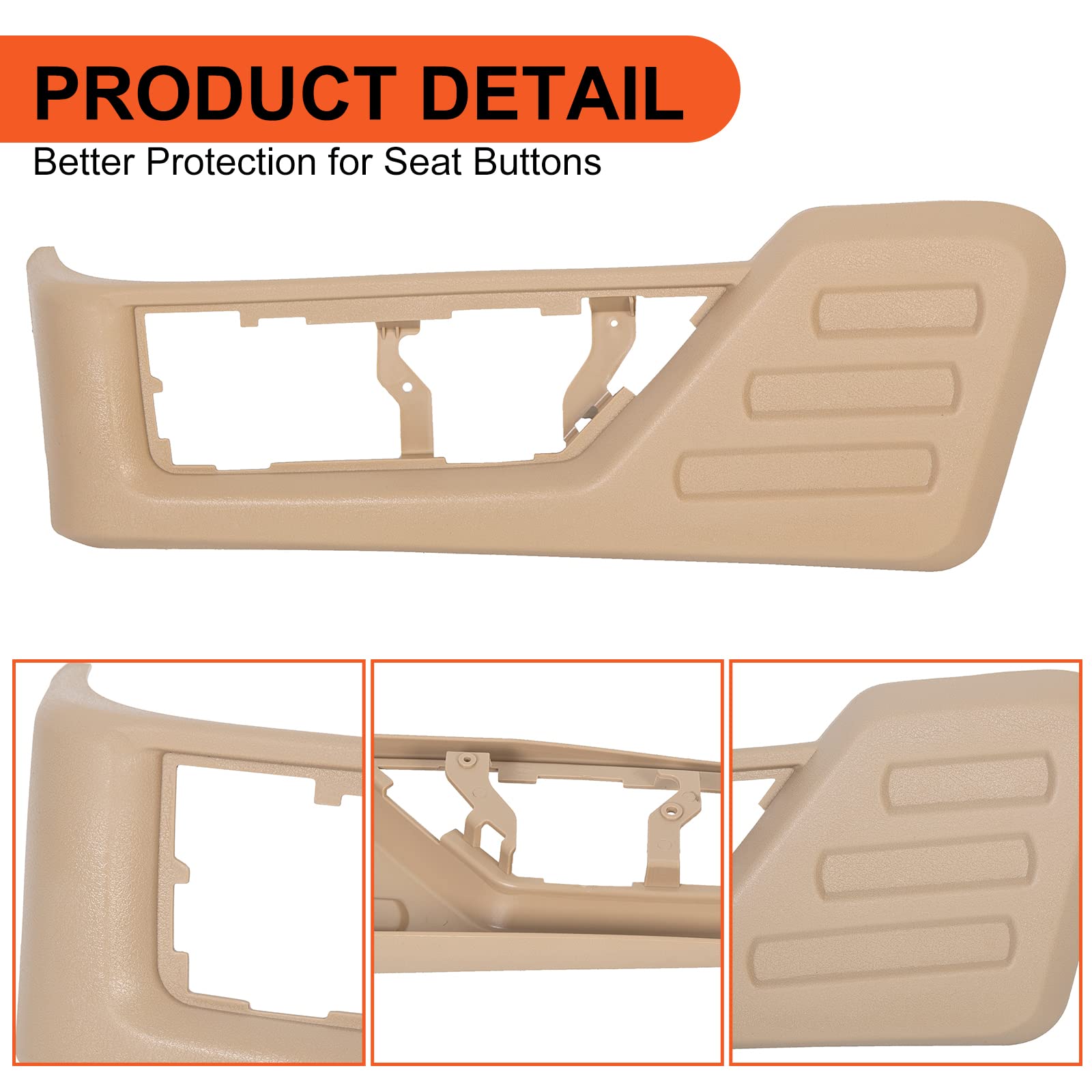 ECOTRIC Tan Front Driver Seat Cushion Panel Trim Compatible with 2008-2010 Ford F250 F350 F450 F550 Super Duty Replacement for #