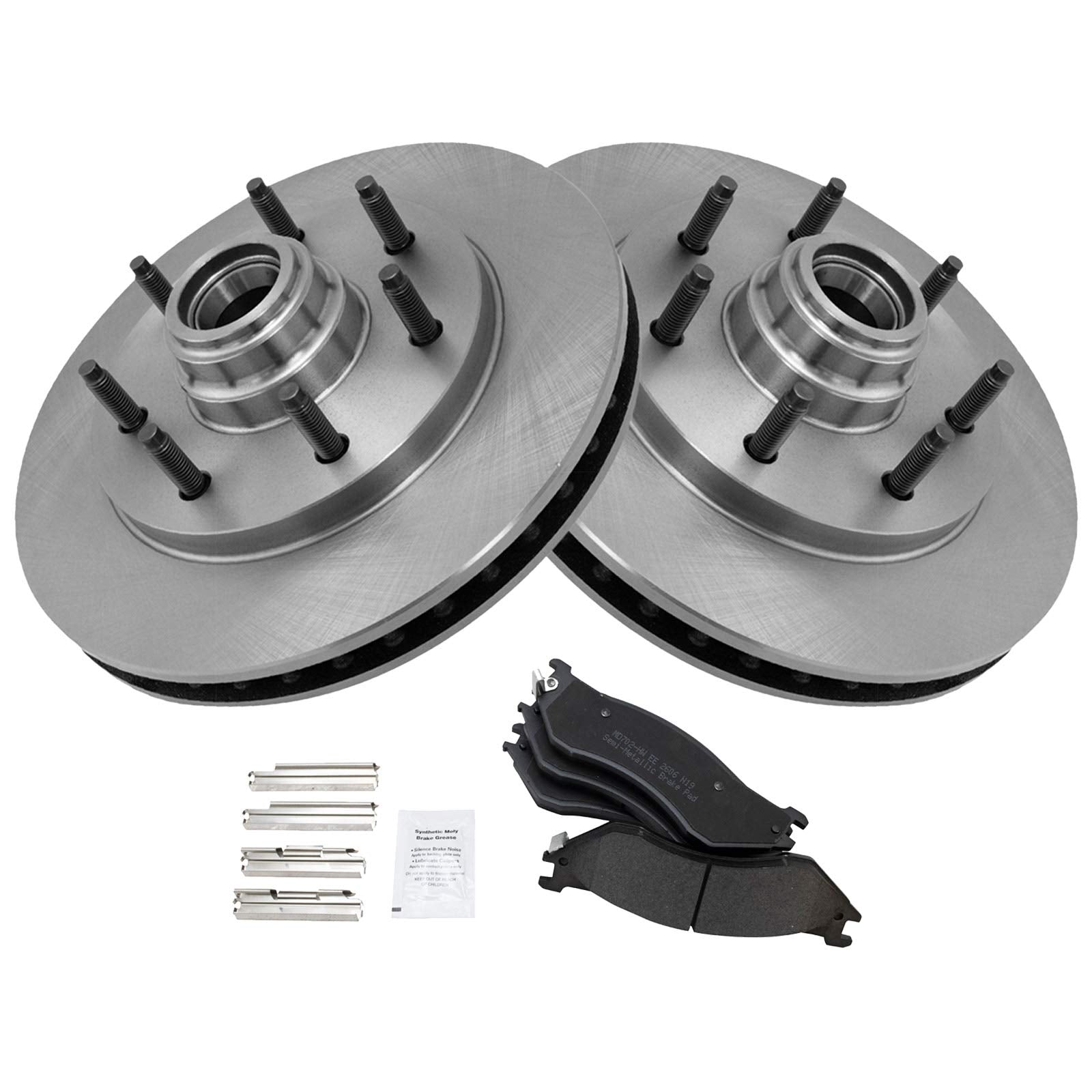 Trq Brake Pad & Rotor Kit Semi-Metallic Front Compatible With 1999-2003 Ford F-150 2004 F-150 Heritage 1997-1999 F-250