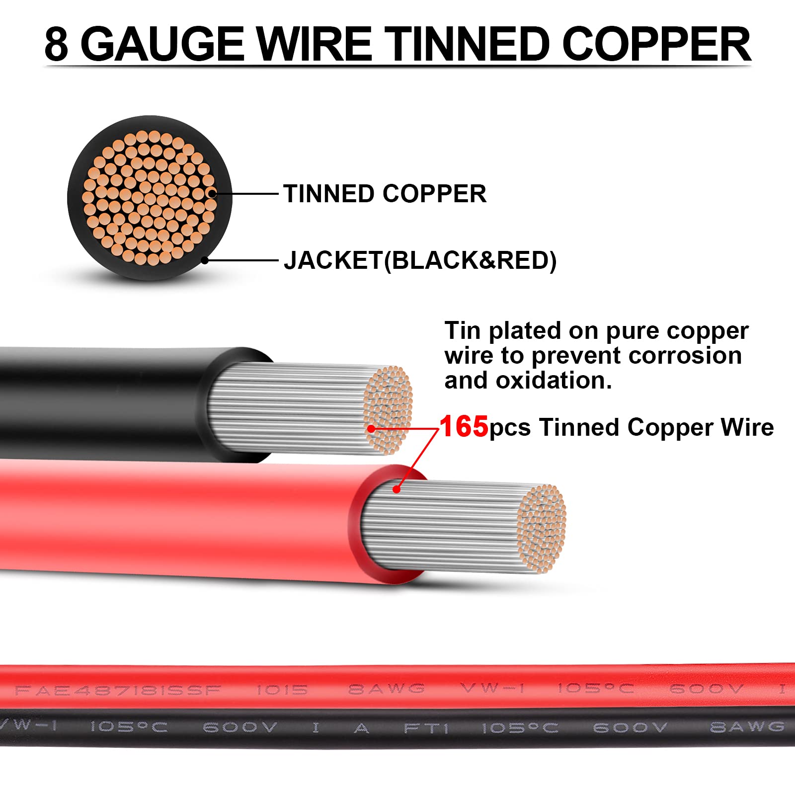 8 Gauge Wire - Igreely 10 Ft Red & 10 Ft Black 8 Gauge Tinned Copper Electrical Wire Cable For Car Audio Automotive Trailer Mari