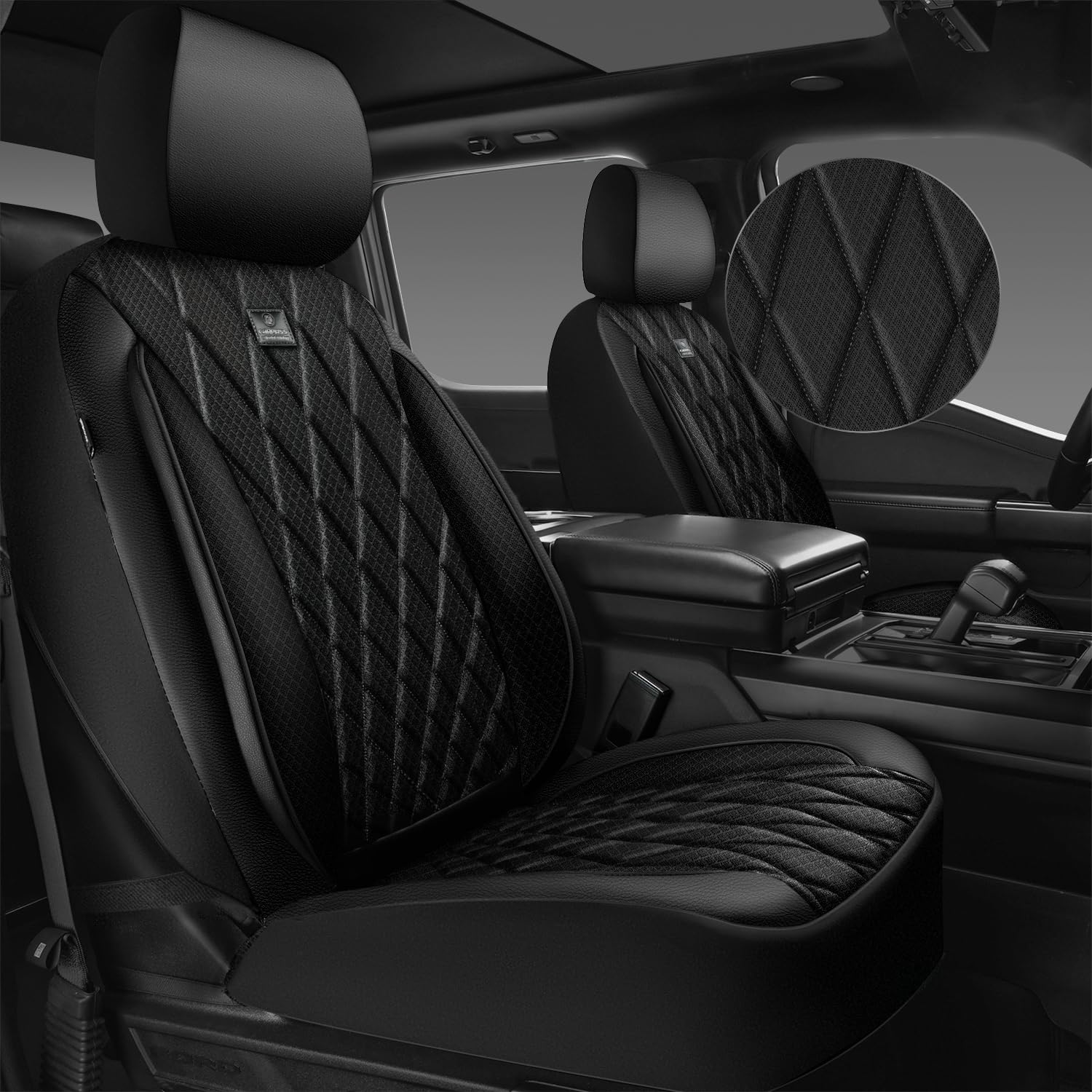 Car Pass Thick Foam 3D Air Mesh Leather Car Seat Covers Front Seats Only, Luxury Breathable Premuim Pu Leather Two Front Seat Co