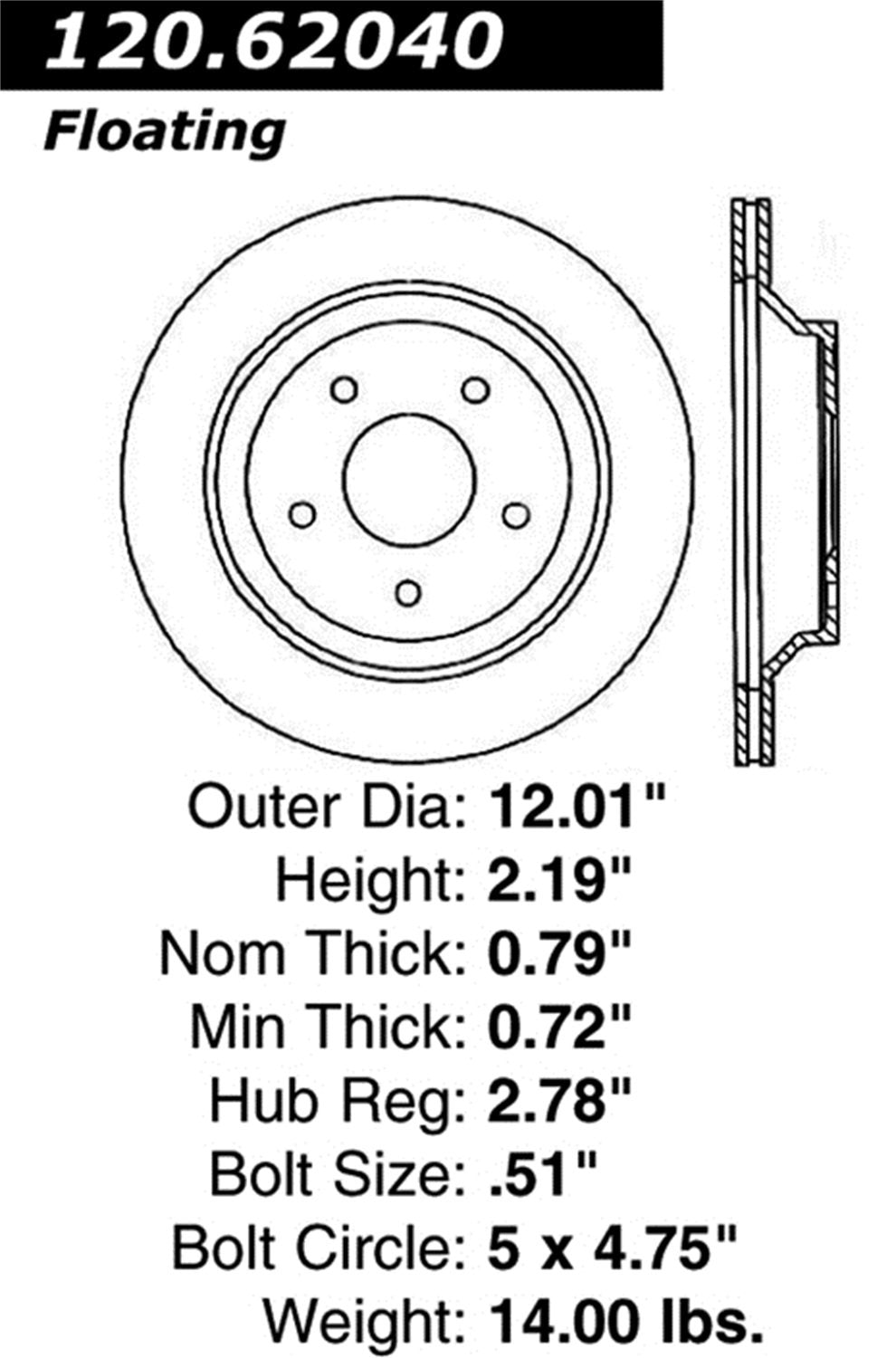 Centric Power Slot 126.62040SR Slotted Brake Rotor