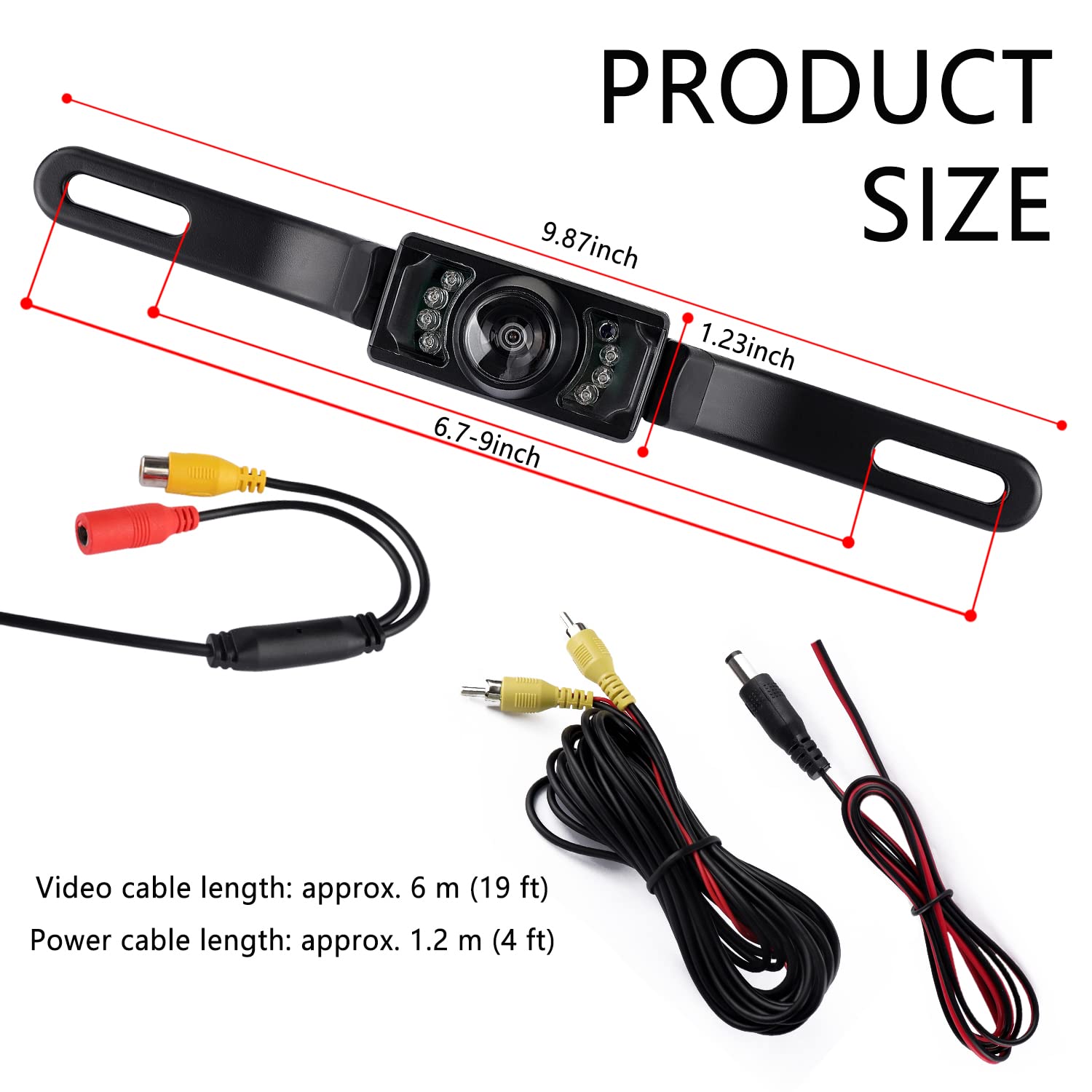 Hd Backup Camera For Car With 8 Led Night Vision License Plate Camera,170 Wide Angle Waterproof Rear View Camera For Car/Suv/Tru