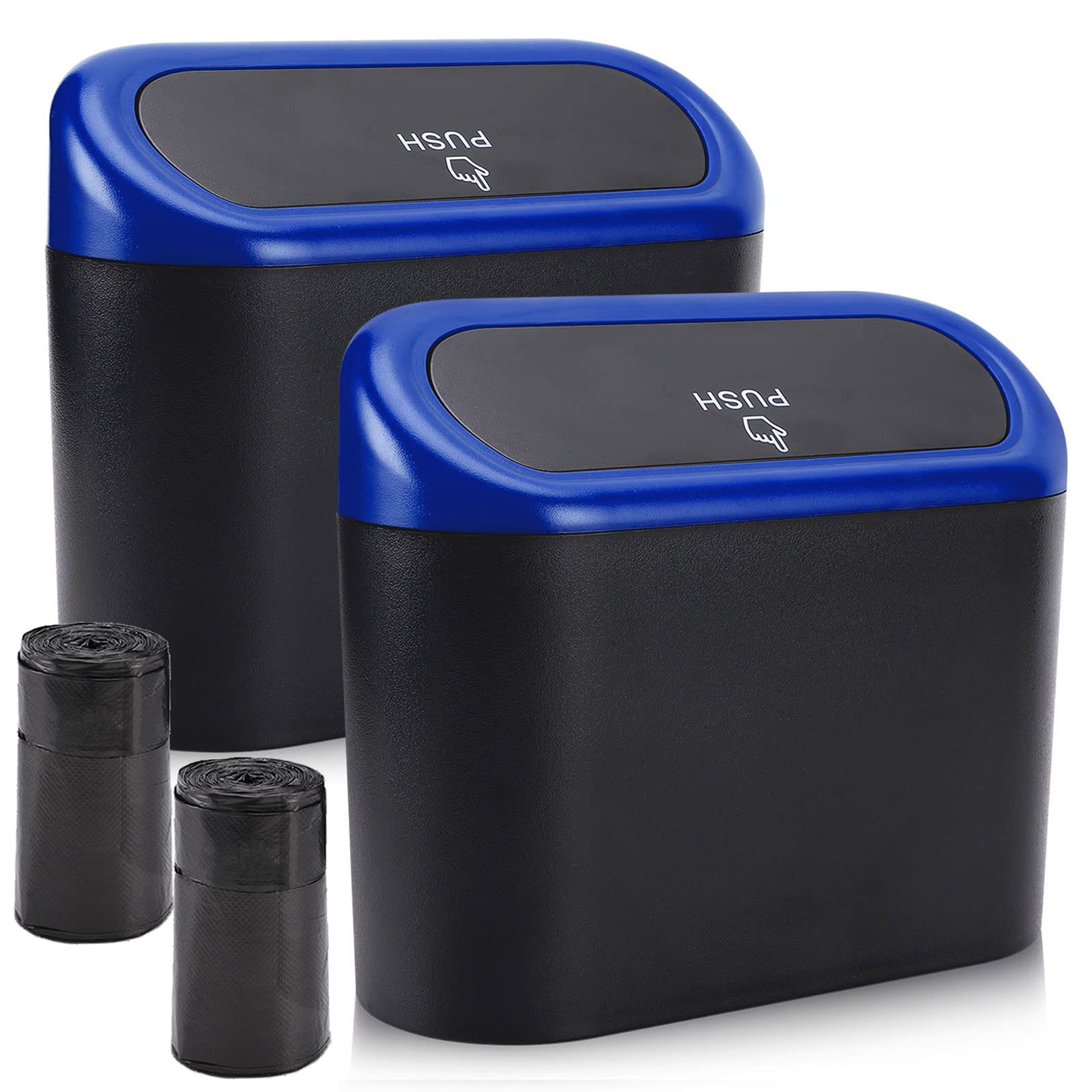 Accmor Car Trash Can With Lid, Waterproof Vehicle Trash Bin Car Dustbin Garbage Organizer Storage, 2 Pack Mini Garbage Bin Trash