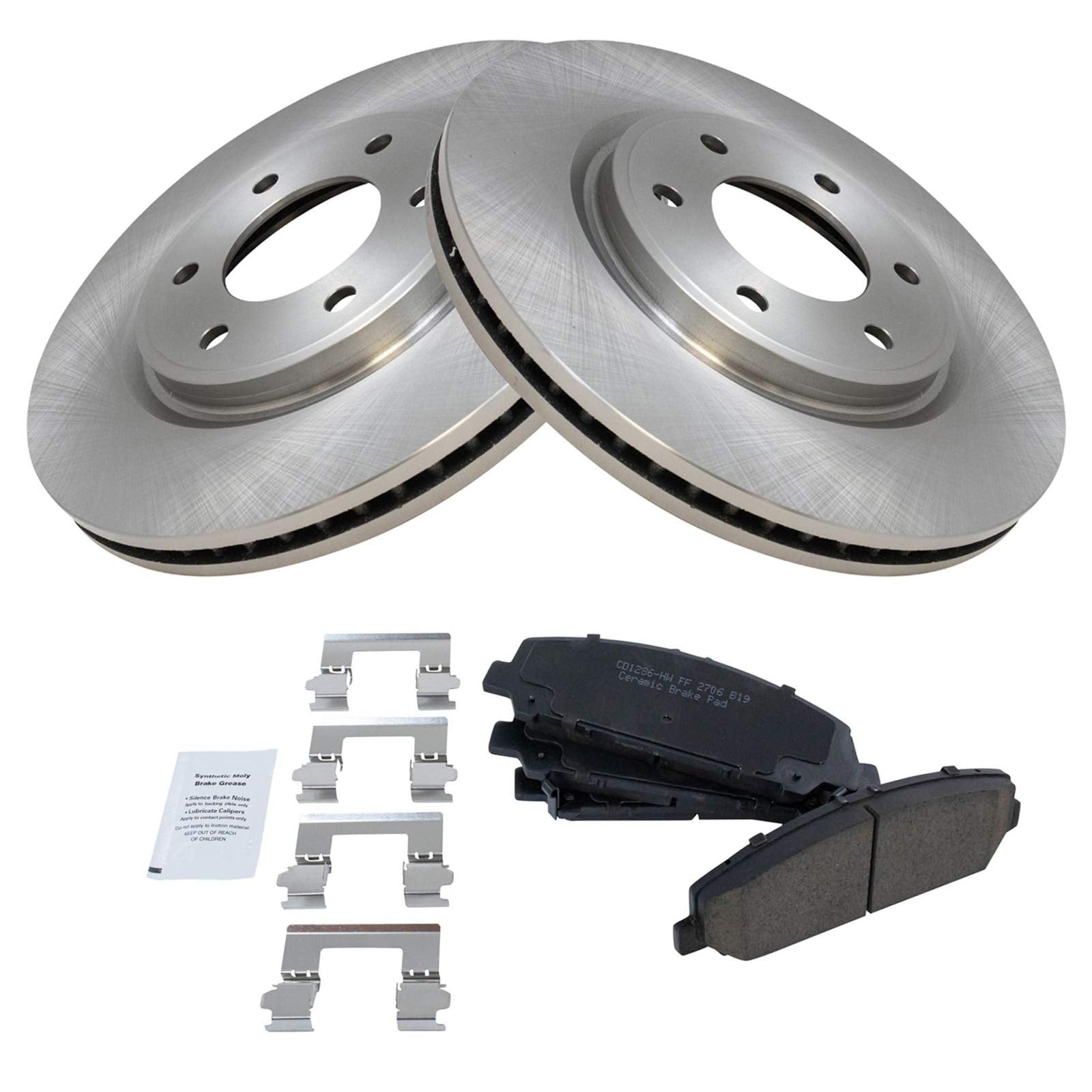 Trq Front Brake Pad & Rotor Kit Brake Pads Brake Rotor Ceramic Compatible With 2008-2010 Infiniti Qx56 2008-2011 Nissan Armada T
