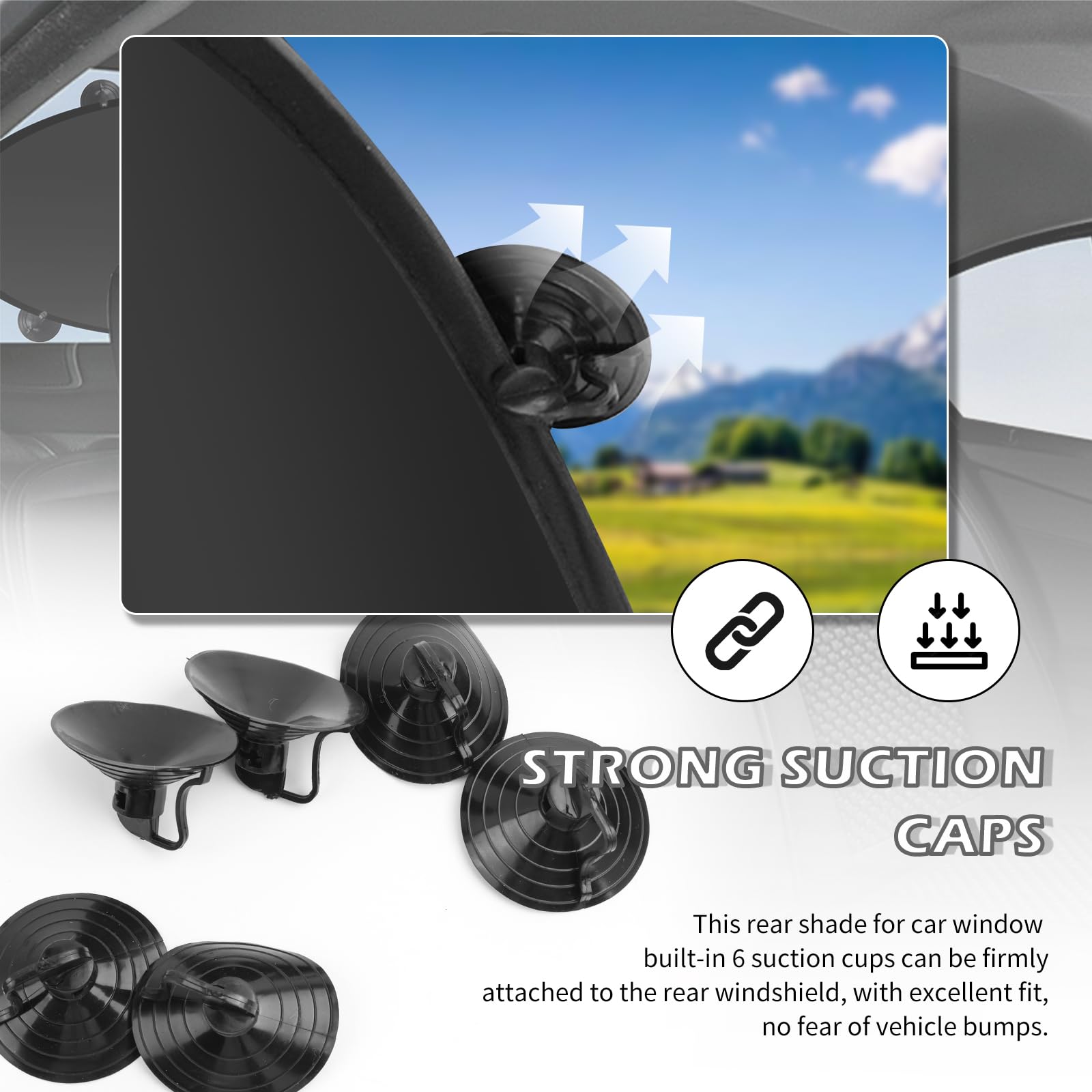 Back Window Sun Shades for Car,210T Titanium Silver Rear Window Sun Shade with Suction Cup Keeps Cars Interior Cool,39.37 * 19.7