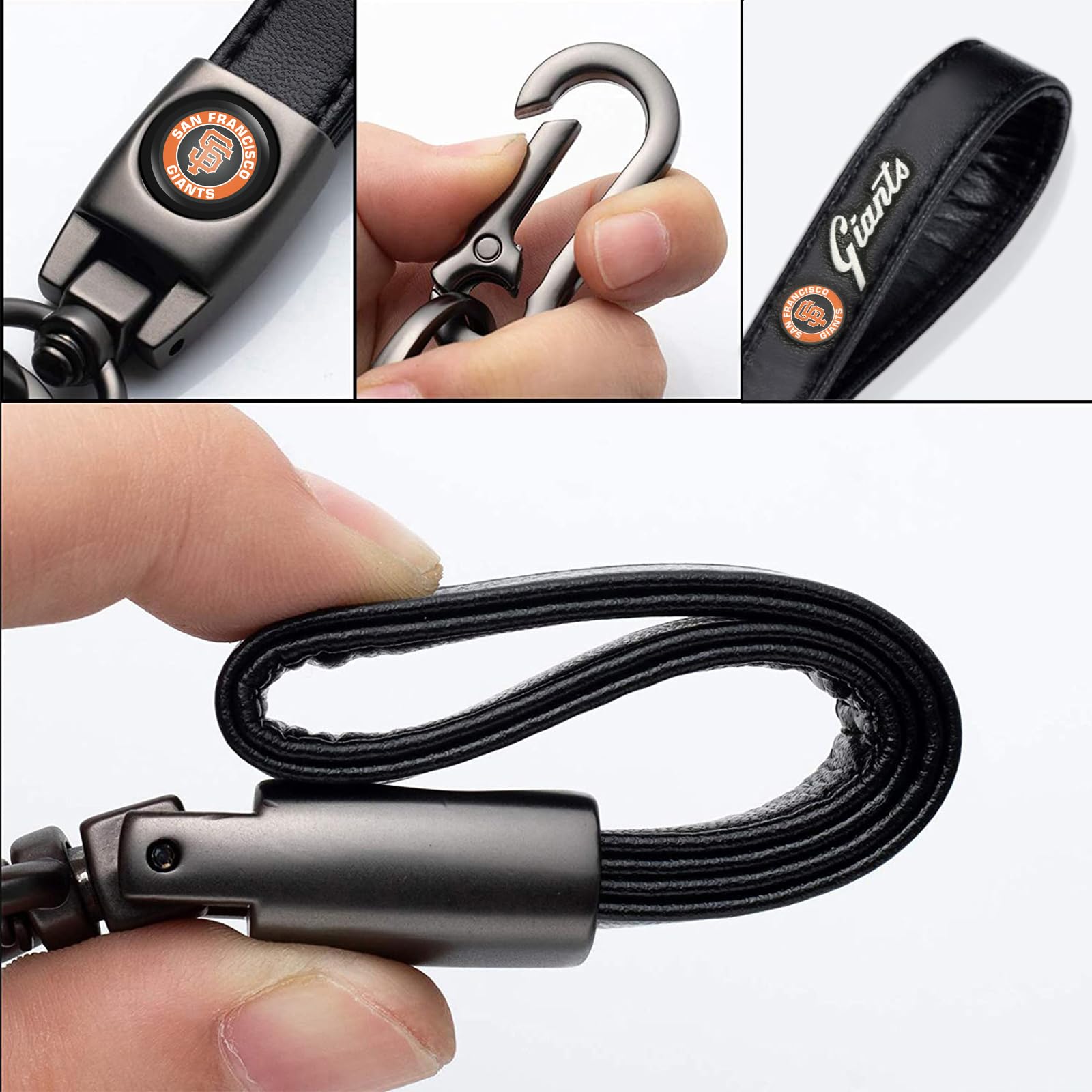 Kaleduo Baseball Fans Car Keychain Keyring, Leather Car Key Chain Compatible With San Francisco Giants Baseball Fans,Delicate Gi