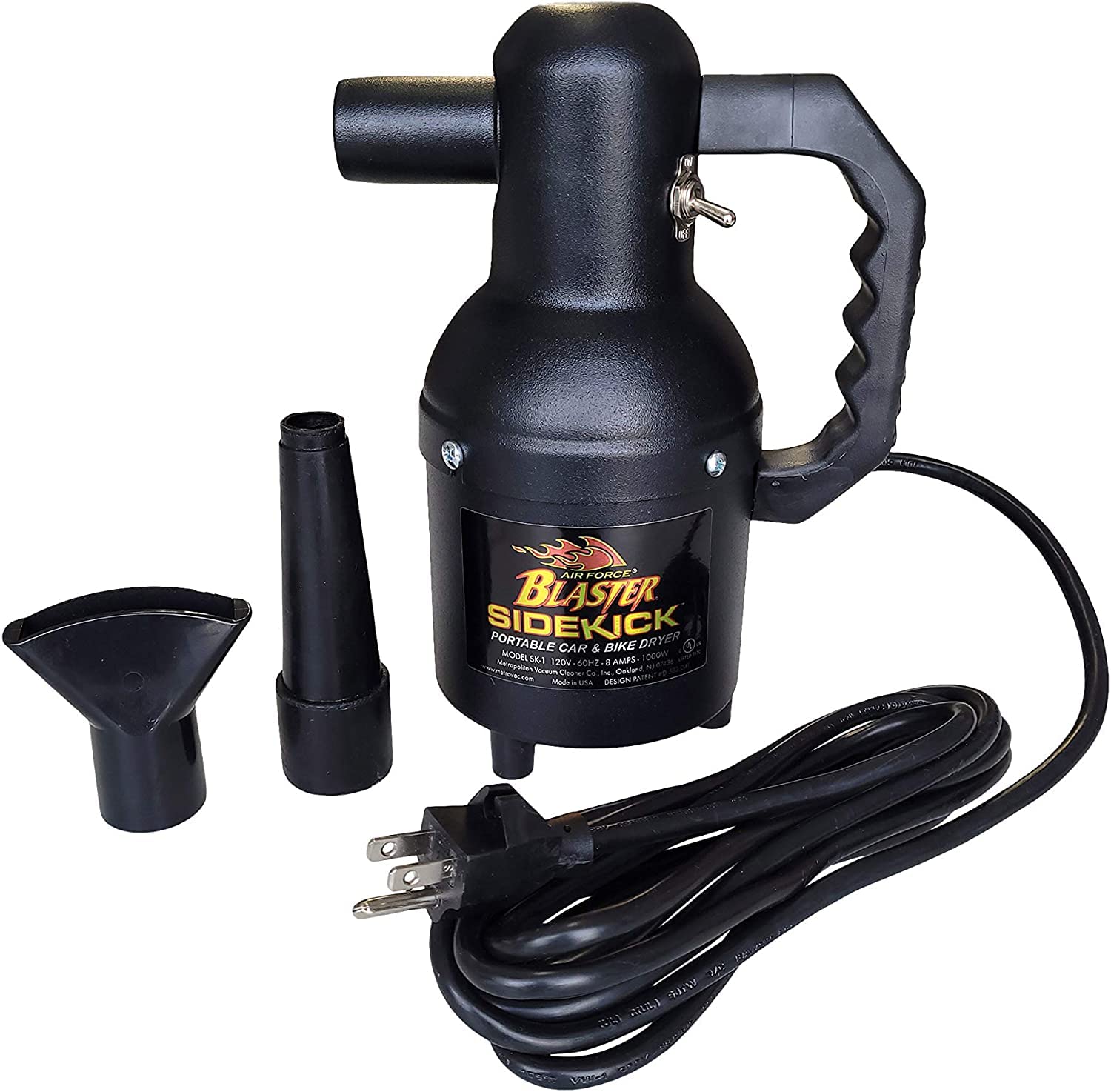 METROVAC SK-1-25 Sidekick Blower System - Heavy Duty Car & Motorcycle Cleaner, Dryer - Powerful Compact Air Duster - Portable Ca