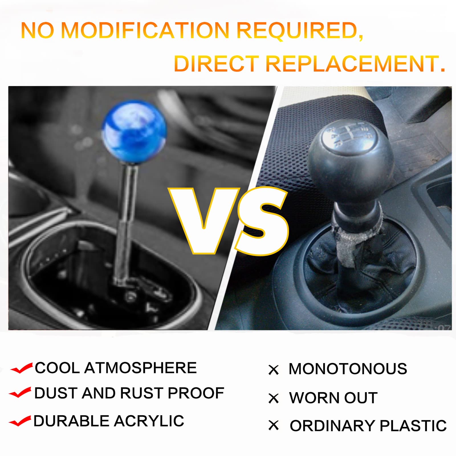 Yiuiy Round Ball Shift Knob Universal Marble Style Gear Shift Knob 5 6 Speed For Manual Automatic Vehicles With Adapters (Dark B