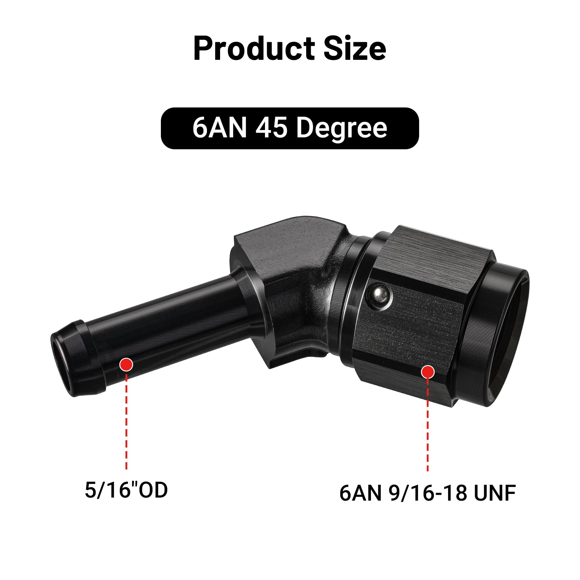 EVIL ENERGY 6AN Female to 5/16'' Barb Hose Fitting 45 Degree Swivel 2PCS