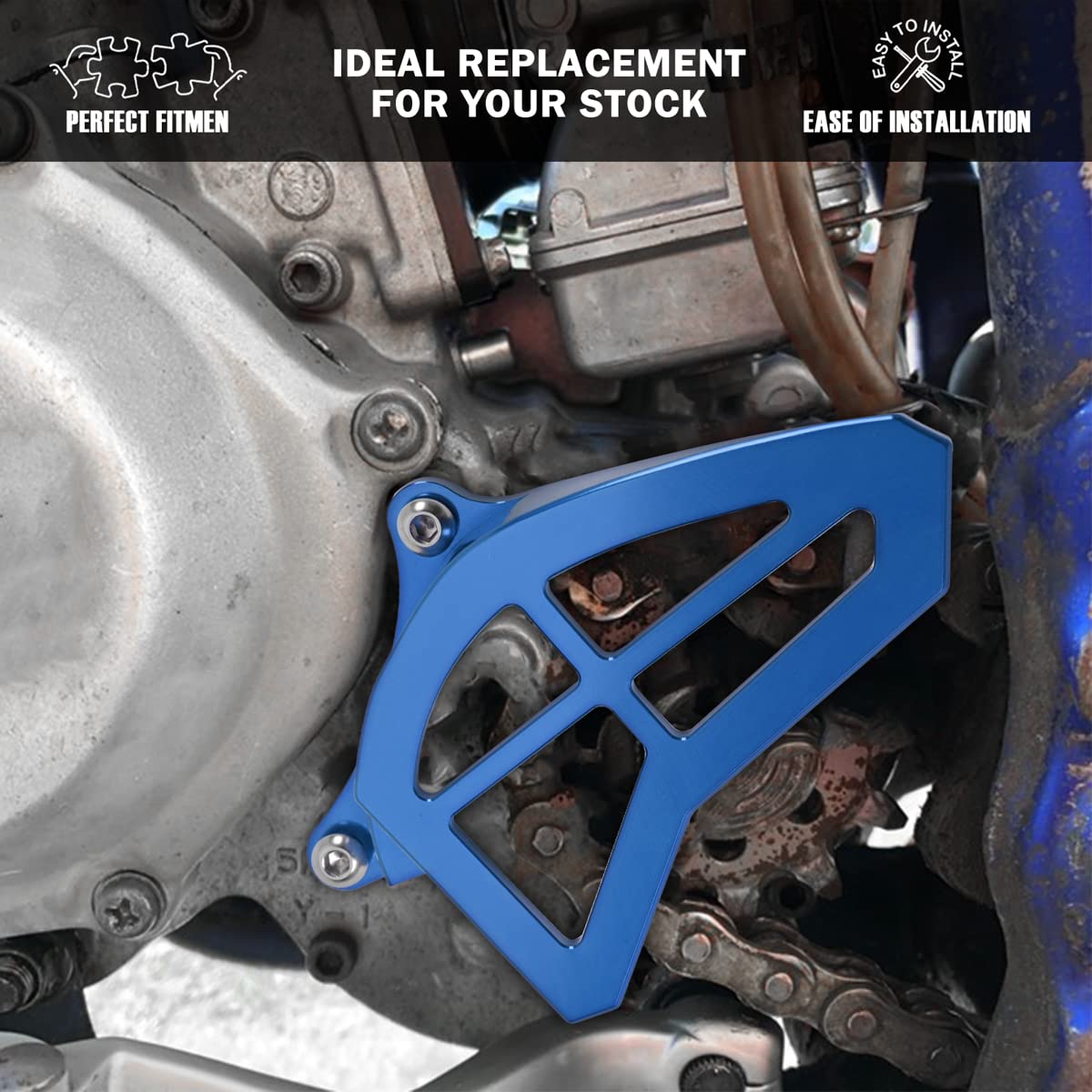 Canitu Blue Sprocket Guard Cover,CNC Billet Aluminum Engine Sprocket Cover Case Saver Guard Protector Crankcase Replacement for