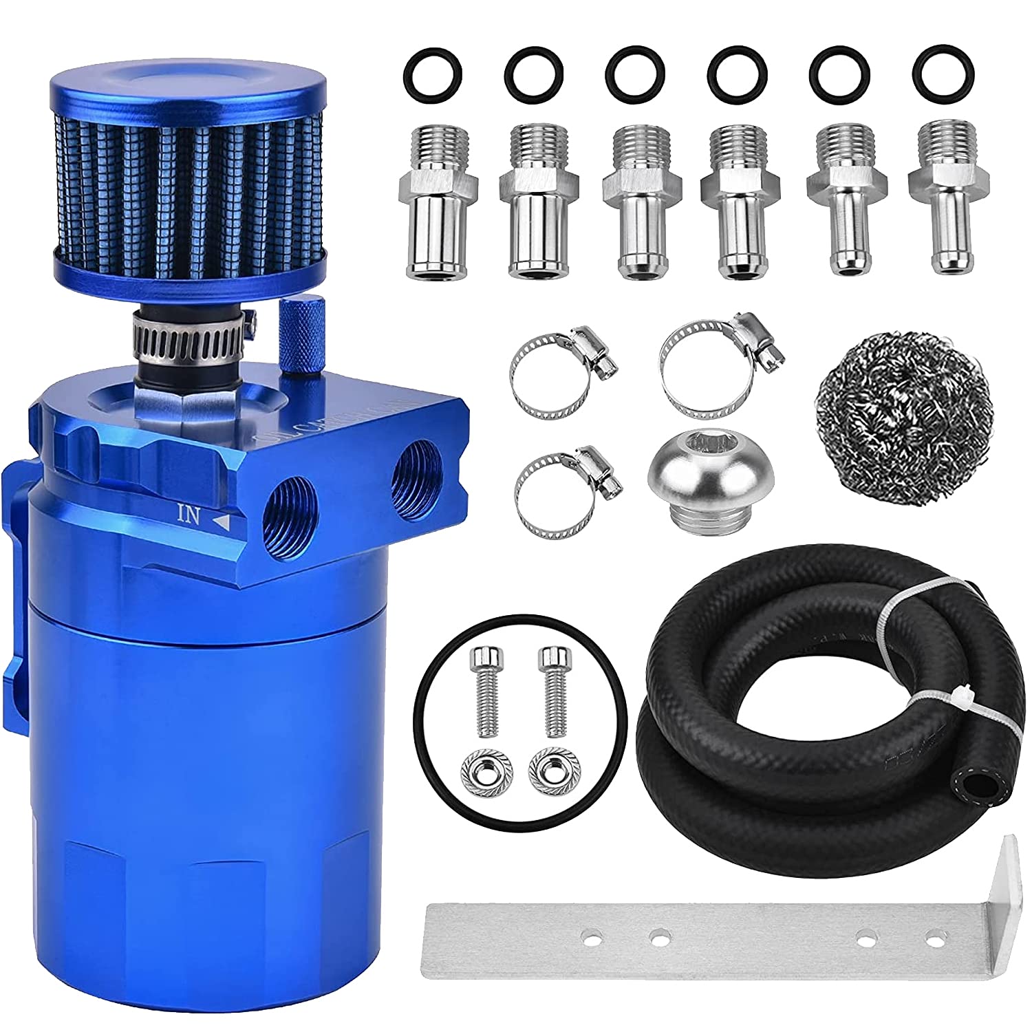 Evil Energy Baffled Oil Catch Can,Oil Separator Catch Can With Breather Filter 300Ml Universal Aluminum
