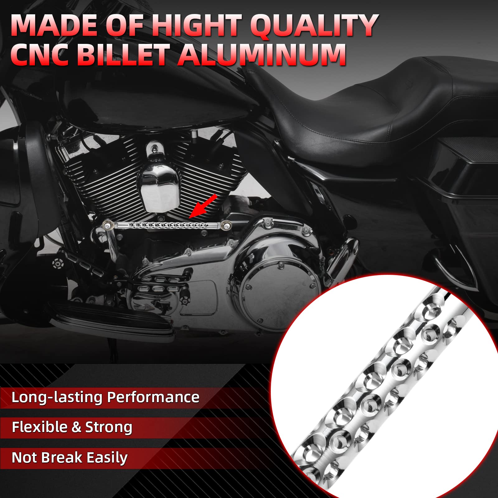 Amazicha Chrome Shift Linkage Gear Shifter Linkage Compatible For Harley Davidson Softail Touring Street Glide Electra Glide Roa