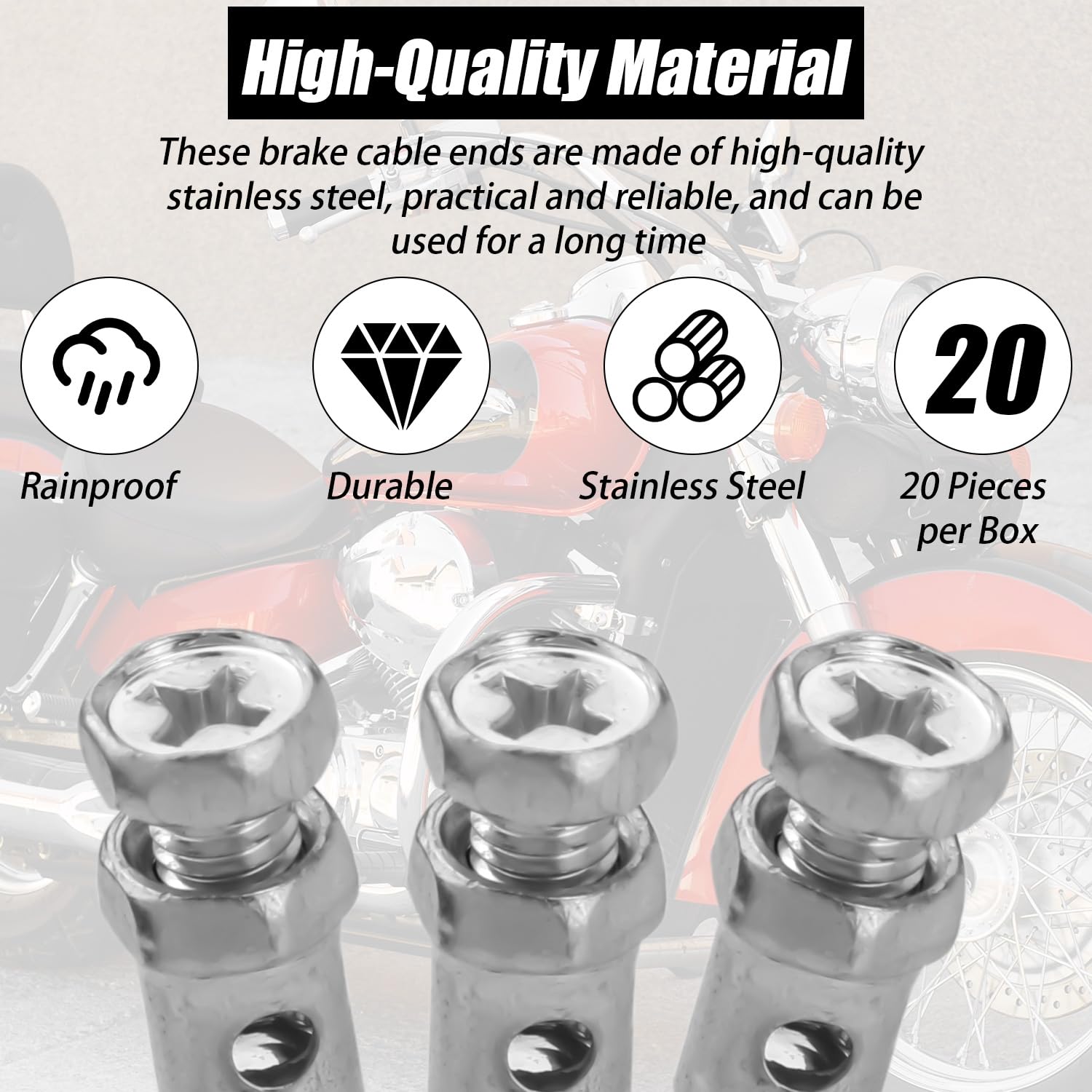 NQEUEPN 20pcs Universal 1/8'' Throttle Brake Cable Ends, Go Kart Throttle Cable Stops Locks Bicycle Brake Cable Crimp Ends for B