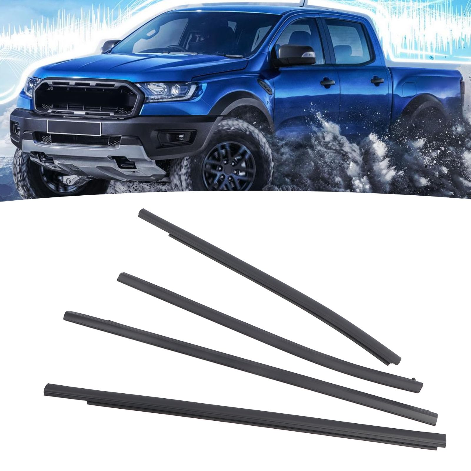 Car Door Window Weatherstrip For Ranger Px2 Px3 Wildtrak Xlt Xl, 4Pcs Car Outer Door Window Moulding Trim, Replace Ab3926201A38A