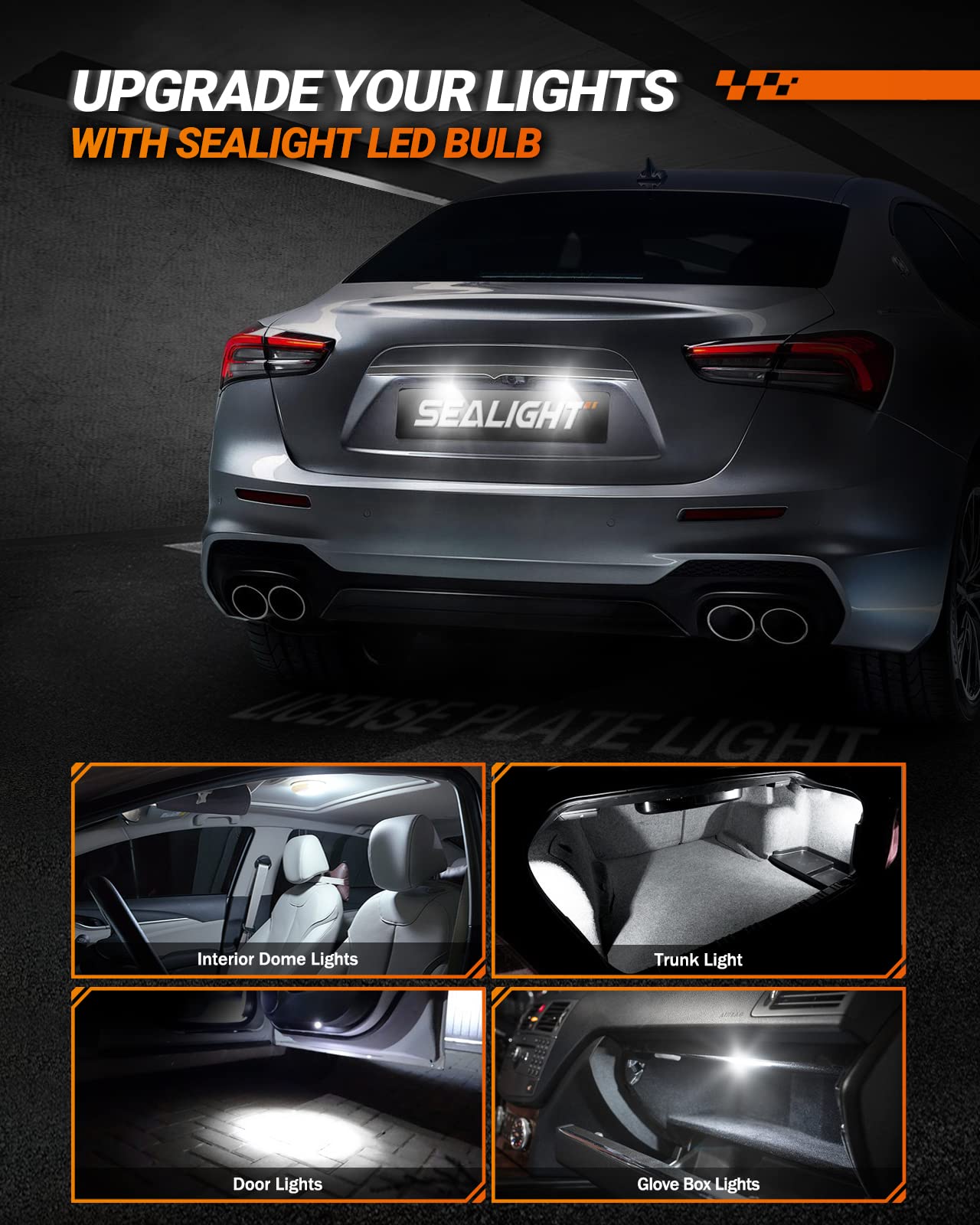 Sealight 194 Led Light Bulbs 6000K White, W5W 168 2825 T10 Car Interior Light Bulb Replacement For License Plate Light, Dome Lig