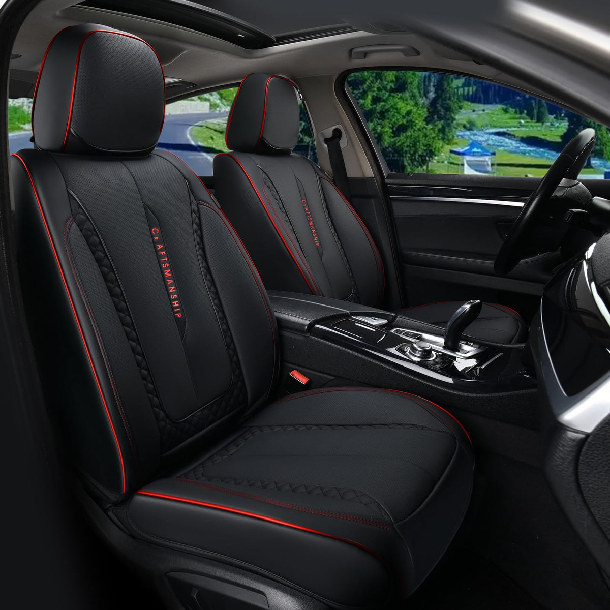 Coverado Car Seat Cover Front Seats, Red Seat Covers Front Seats, Nappa Leather Waterproof, Car Seat Cushion, Car Seat Protector