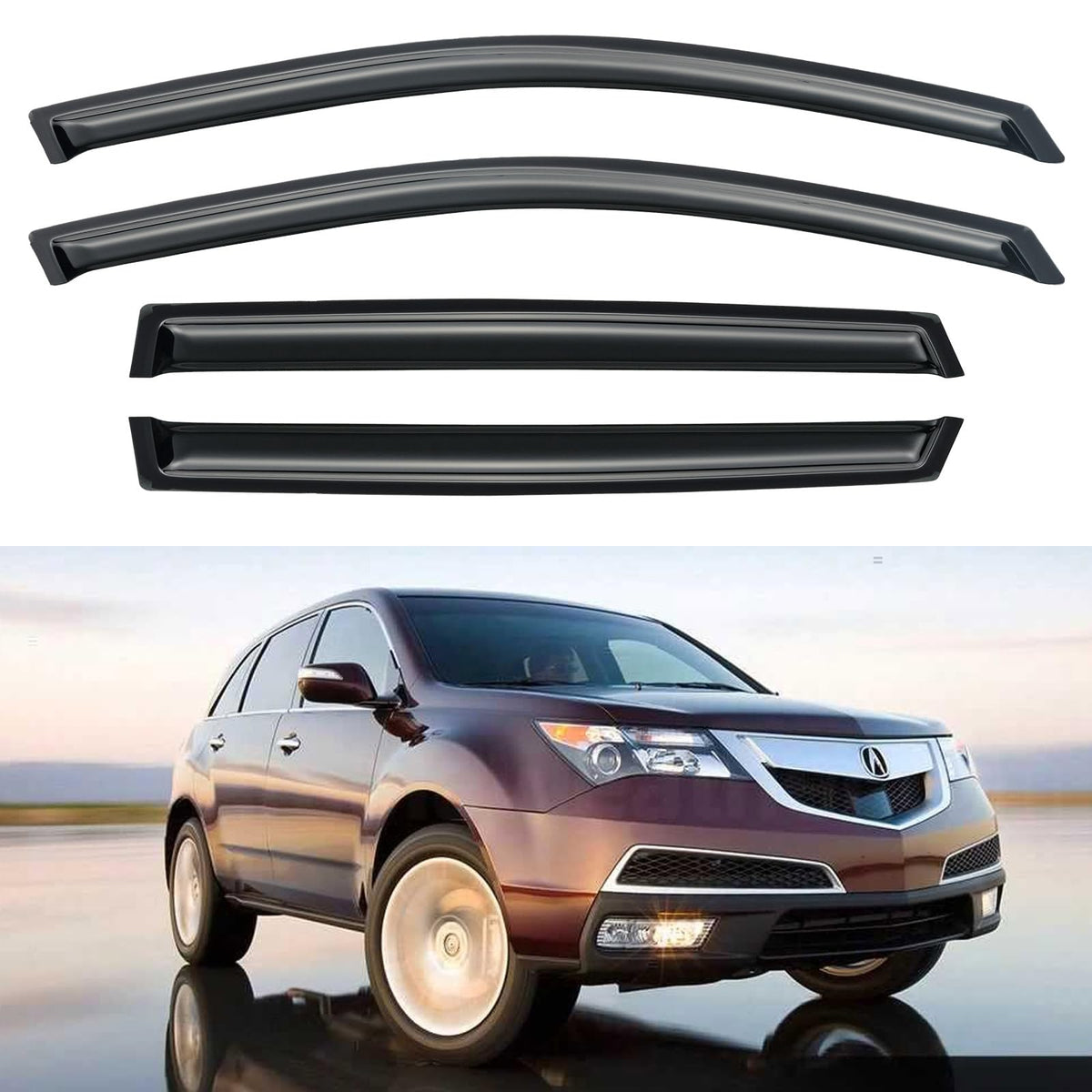 Window Visors Rain Guards Shield for 2007-2013 Acura MDX, Out-Channel Window Vent Wind Deflectors Visors Shades for 07 08 09 10 