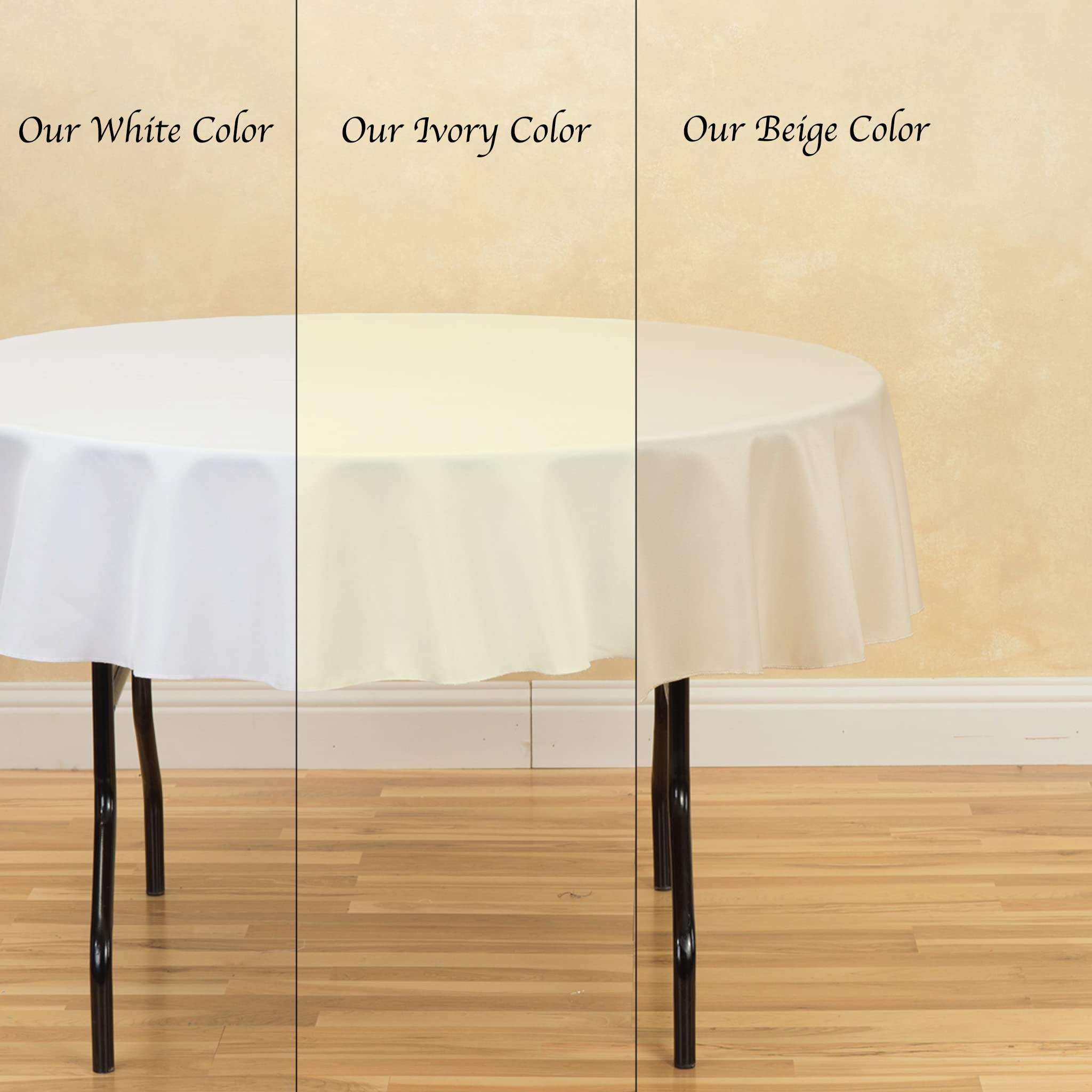 Linentablecloth 70-Inch Round Polyester Tablecloth Ivory