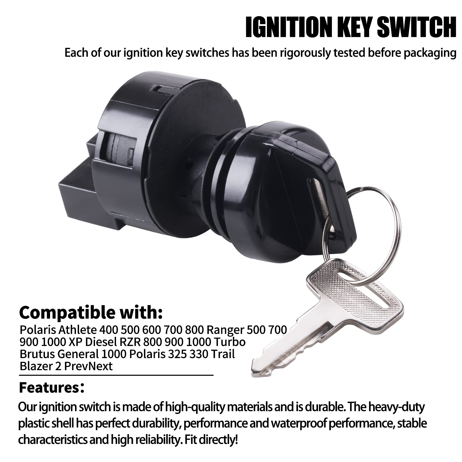 Cncmotok Ignition Key Switch For Polaris Sportsman 400 500 600 700 800 Ranger 500 700 900 1000 Xp Diesel Rzr 800 900 1000 Turbo Brutus General 1000 Polaris 325 330 Magnum 250 Trail Blazer Predator