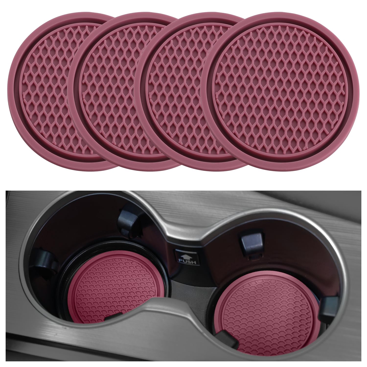 Singaro Car Cup Coaster, 4Pcs Universal Non-Slip Cup Holders Embedded In Ornaments Coaster, Car Interior Accessories, Purple Glo