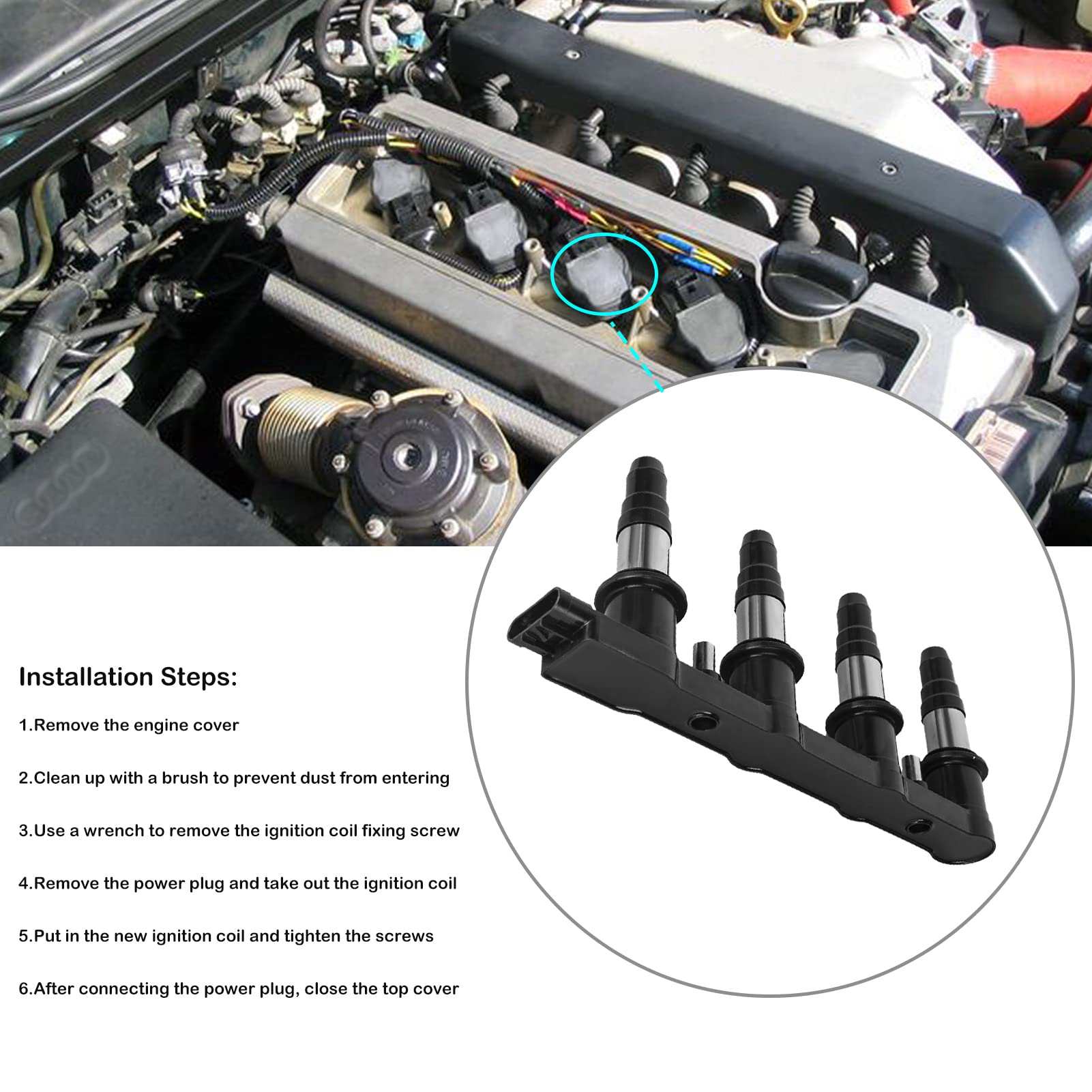 Ignition Coil Pack Fits For 1.6 1.8 L4 Chevy Cruze Sonic Aveo Aveo5 Pontiac G3 2011 2012 2013 2014 2015 2016 2017 2018 1.6L 1.8L Coil Packs Replaces Uf620# 25186687 C1646